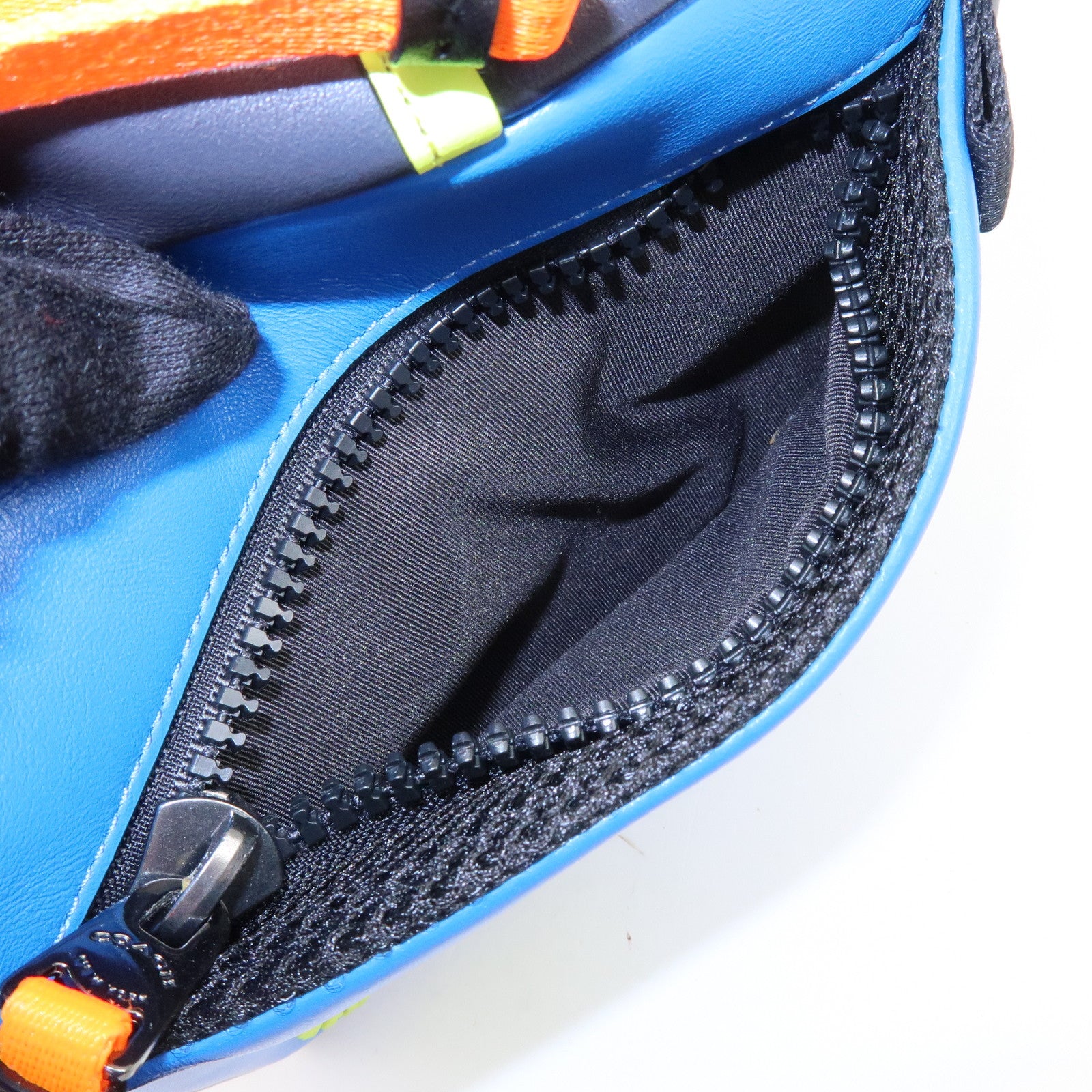 COACH Edge L-Pack Leather Waist Bag Crossbody Bag Blue Black