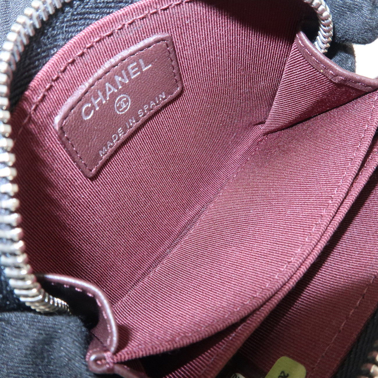 CHANEL COCO Mark Matelasse Lamb Skin Coin Case Coin Holder Black