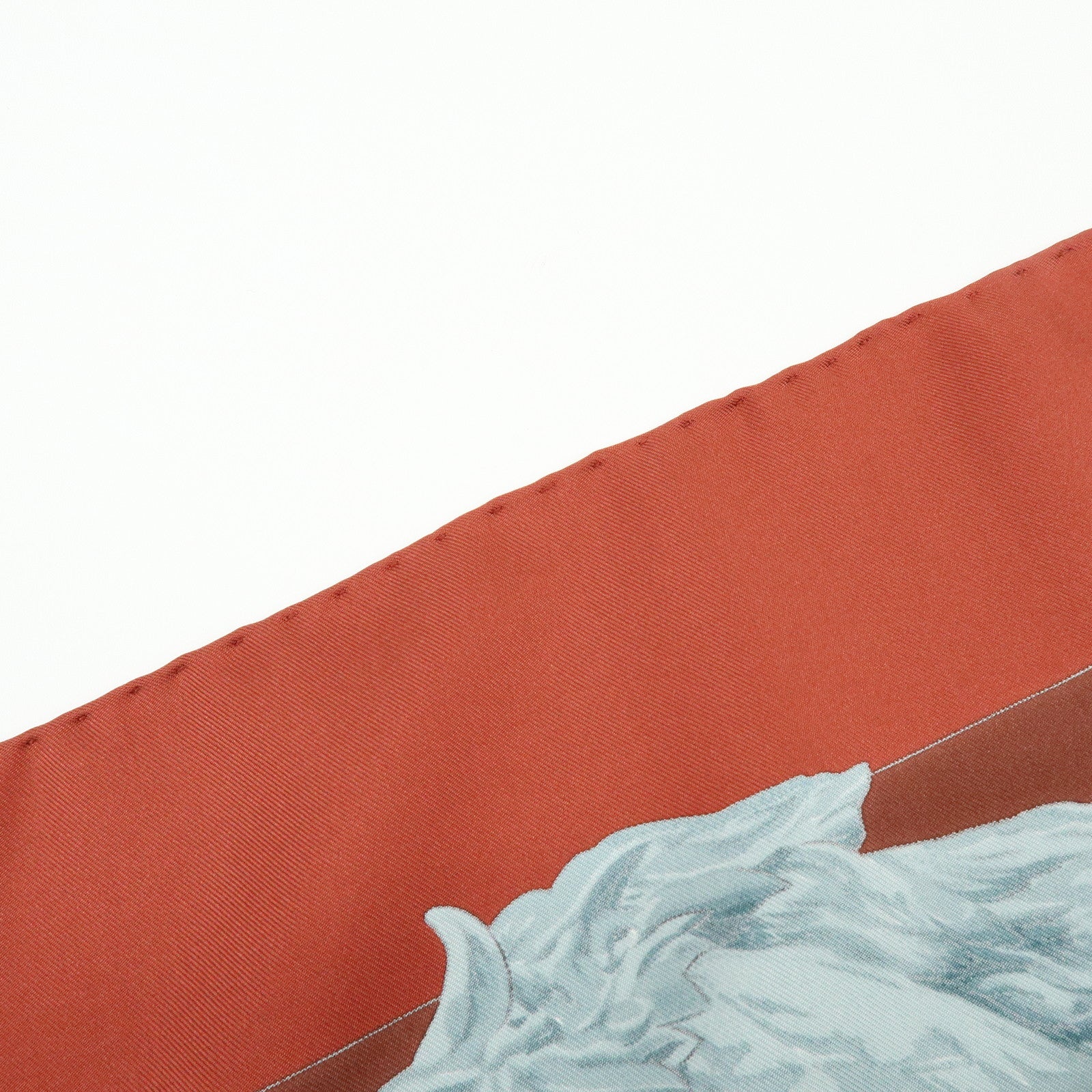HERMES Carre 90 Silk 100% Scarf LA FONTAINE DE BARTHOLDI Gray Red