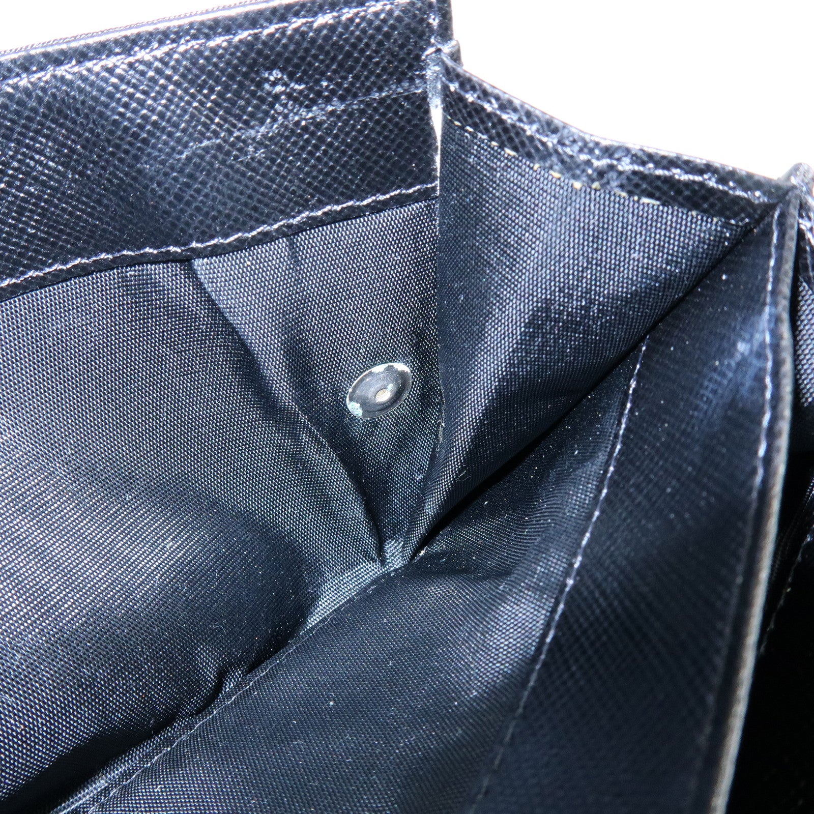 PRADA Triagle Logo Nylon Saffiano Leather Long Wallet Black