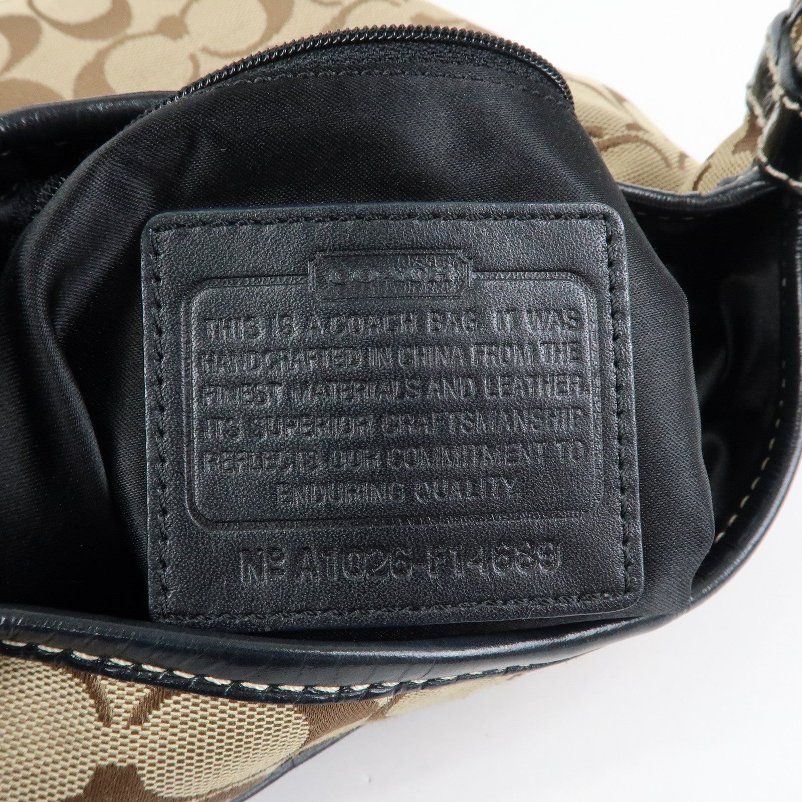 COACH Signature Set of 2 Canvas Leather Shoulder Bag Beige Black