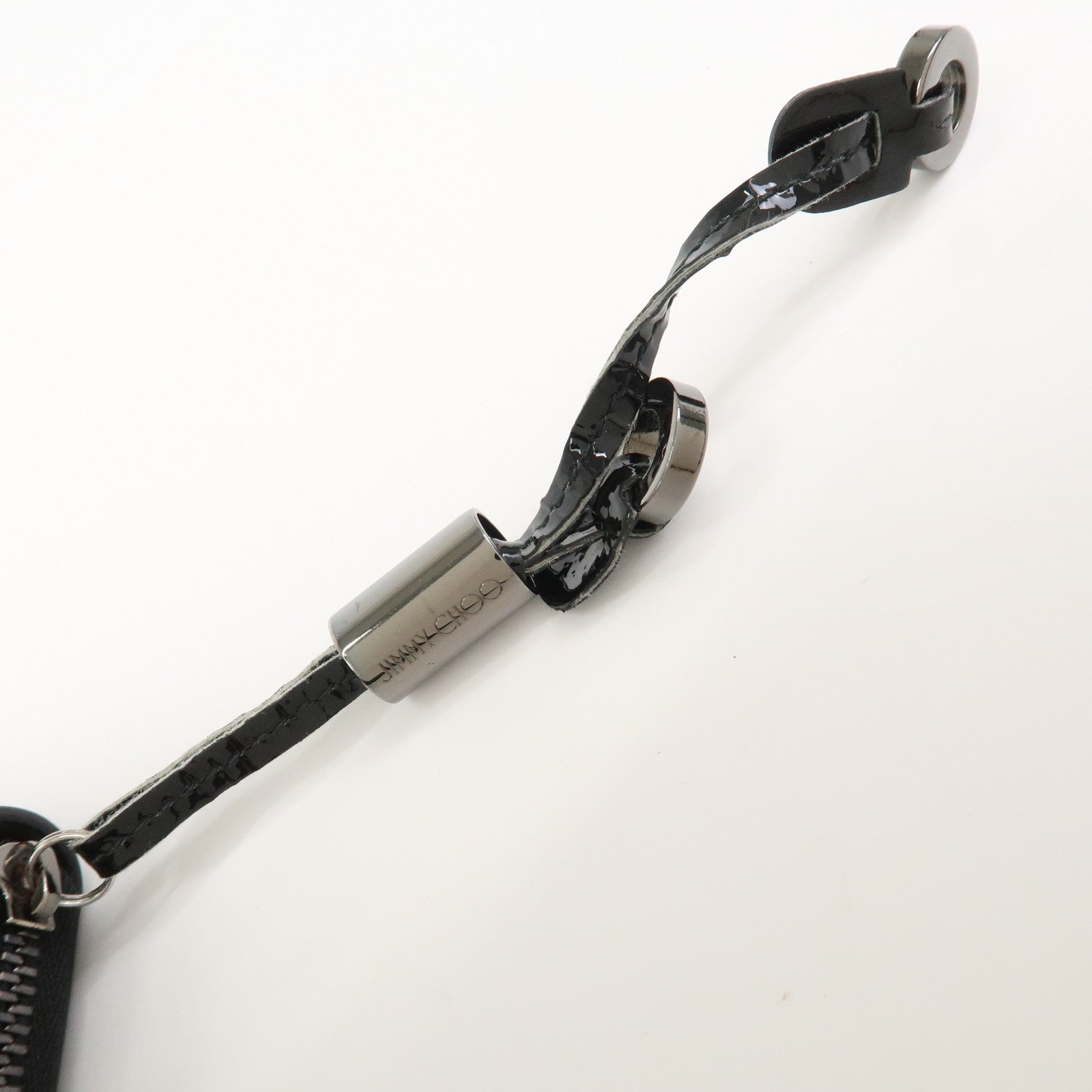 JIMMY CHOO Patent Leather Star Studs Coin Case Card Case Black