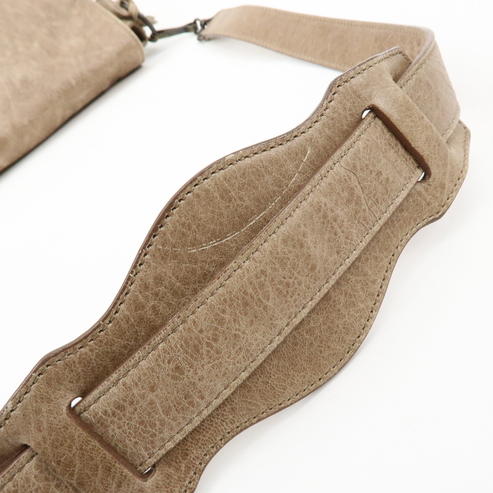 BALENCIAGA The Folk Leather Shoulder Bag Messenger Bag Brown 246432