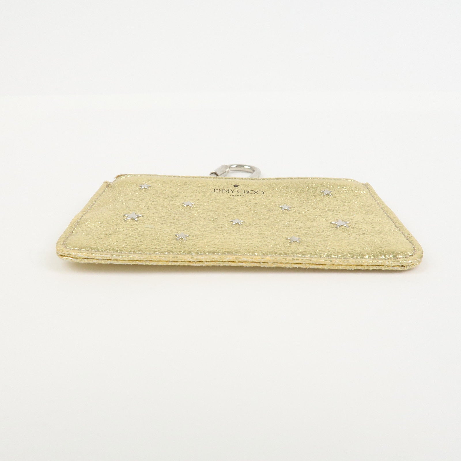 JIMMY CHOO Set of 2 Leather Long Wallet Coin Case Gray Gold