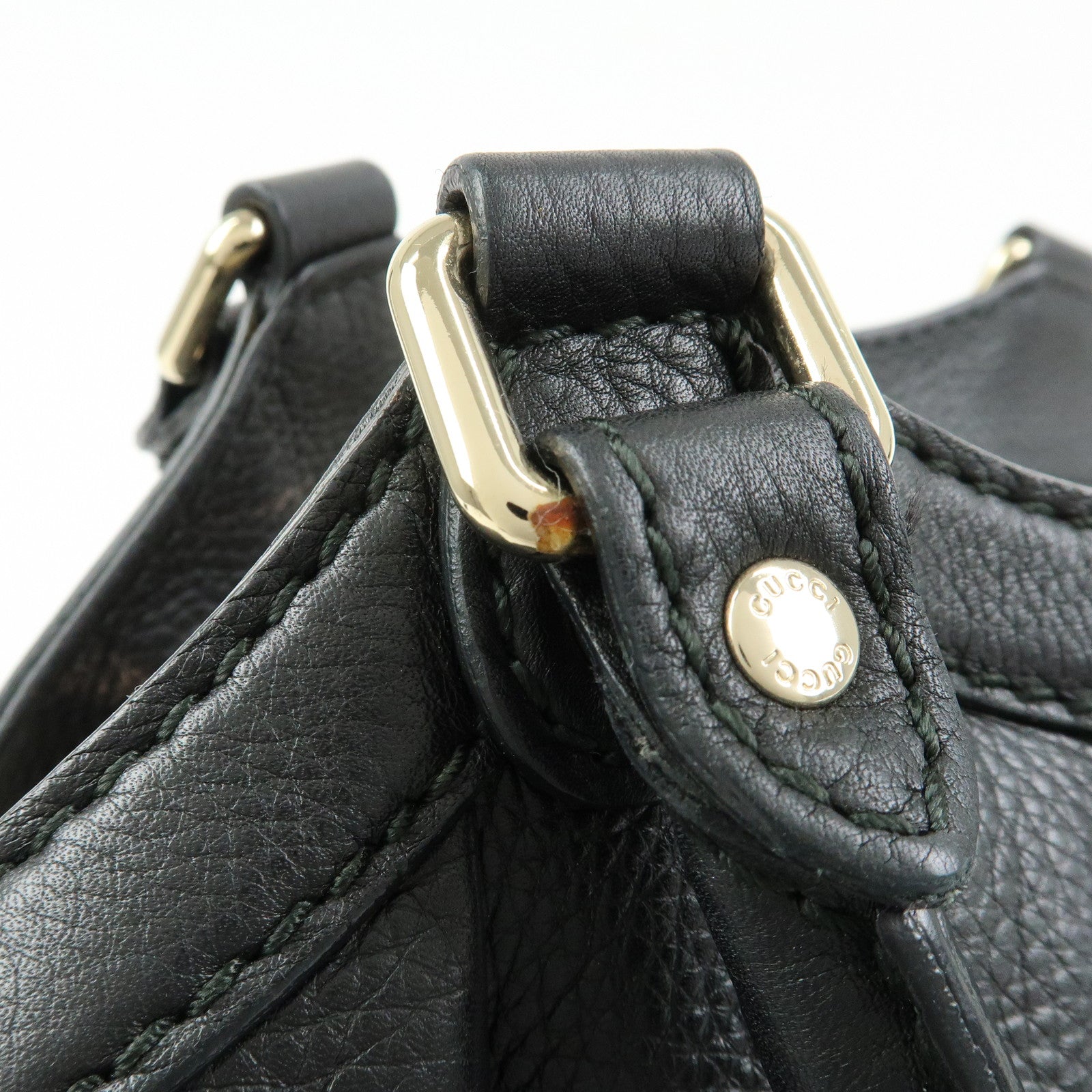 GUCCI Sukey Interlocking G Leather Tote Hand Bag Black 211944
