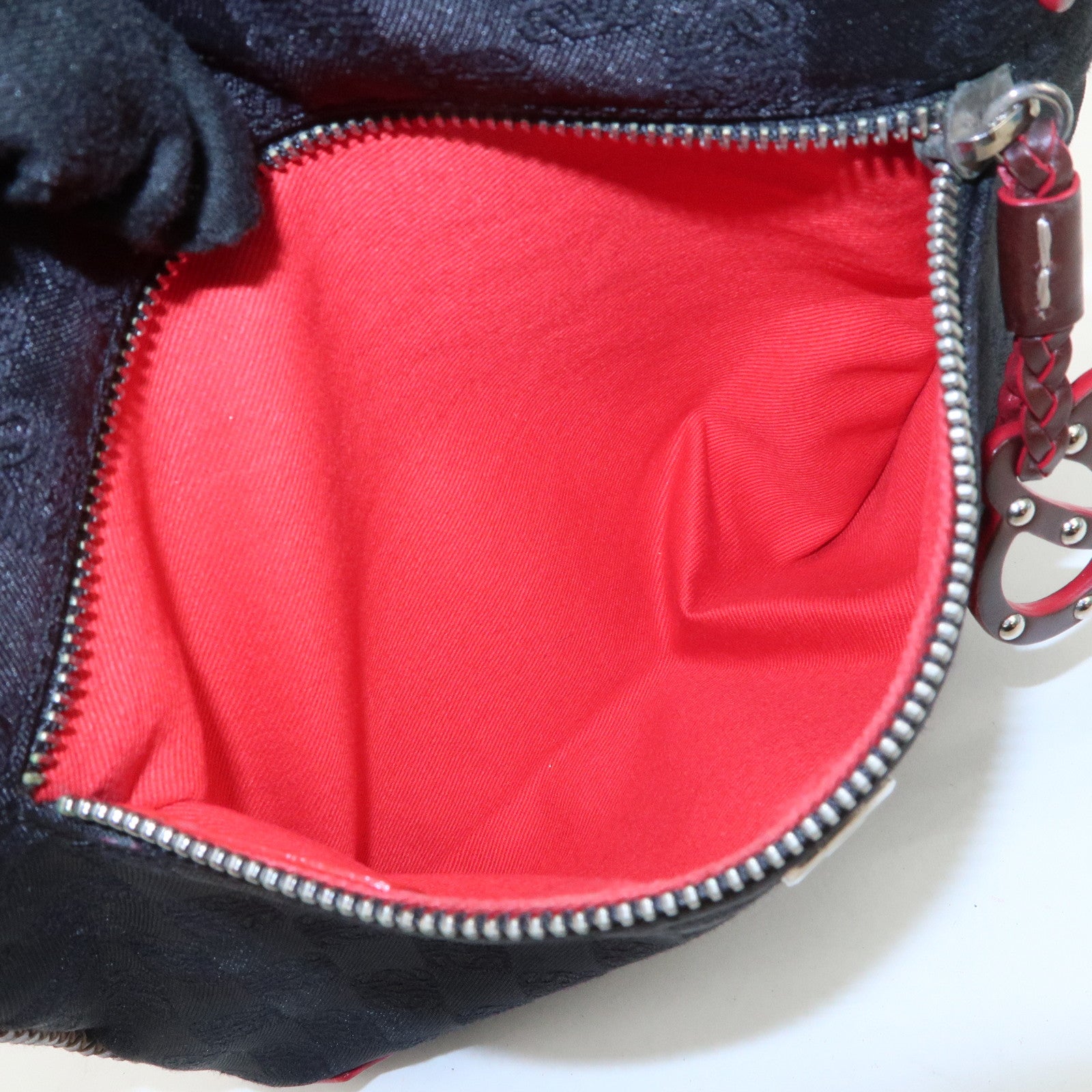 LOEWE Anagram Leather Canvas Chain Shoulder Bag Black Brown