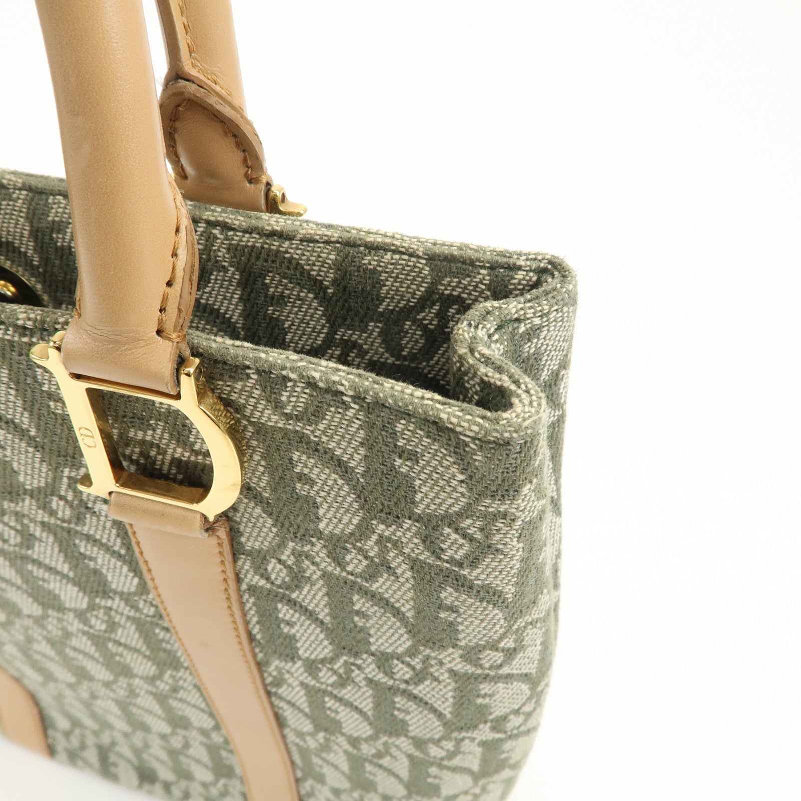 Christian Dior Trotter CH Jacquard Canvas Tote Bag Hand Bag Green