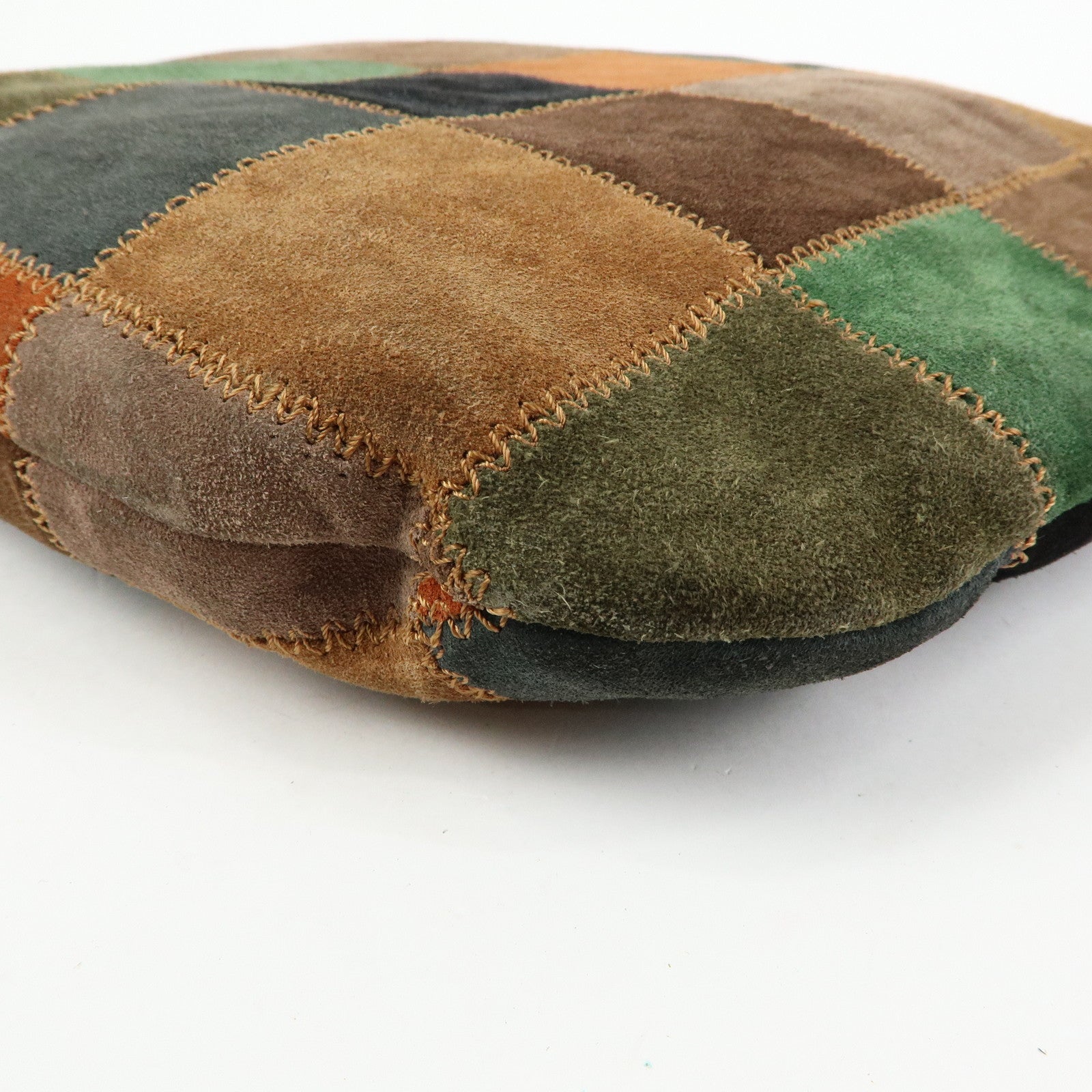 CELINE Patchwork Suede Shoulder Bag Crossbody Bag Brown Multicolor
