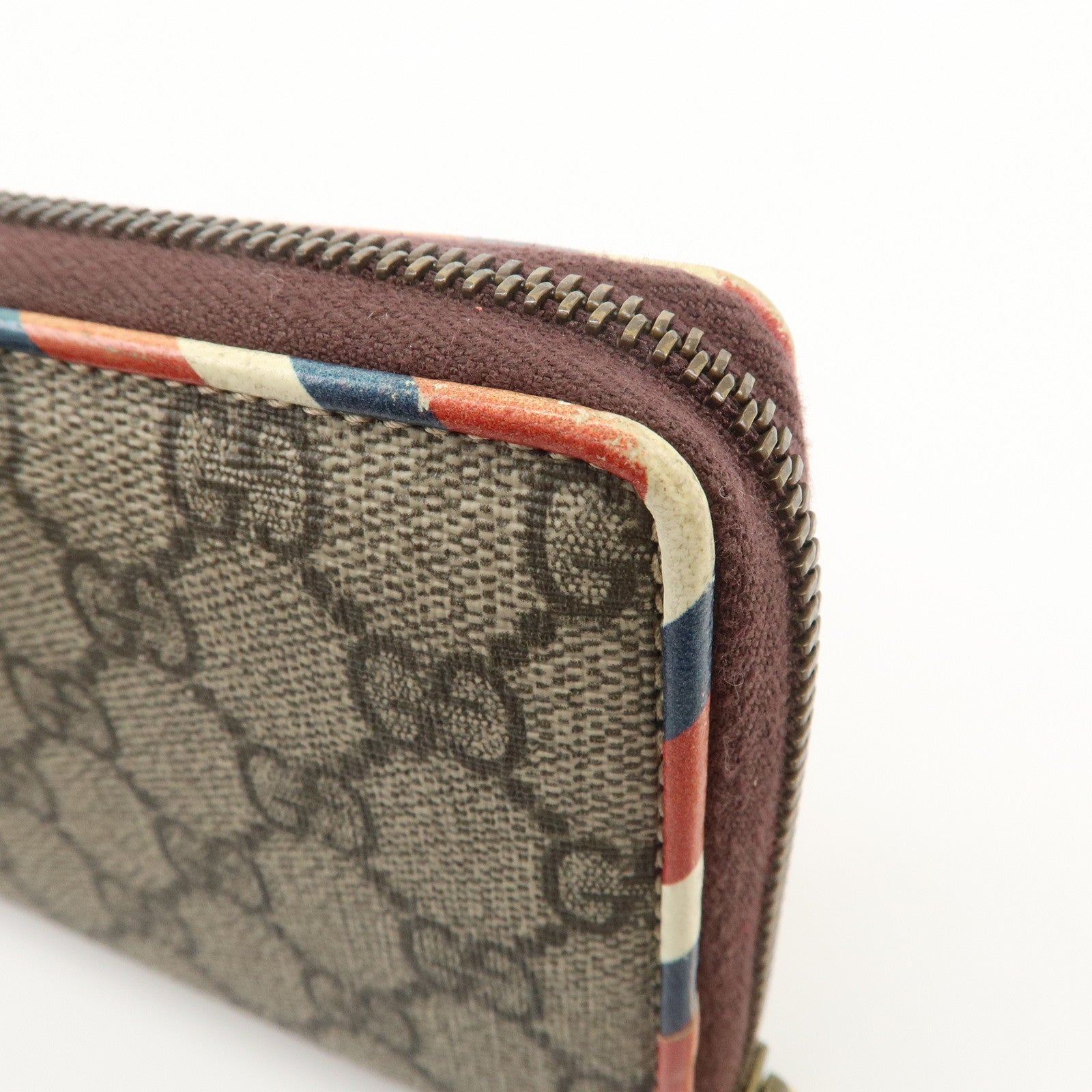 GUCCI GG Supreme Courier Round Zippy Long Wallet Beige 473909
