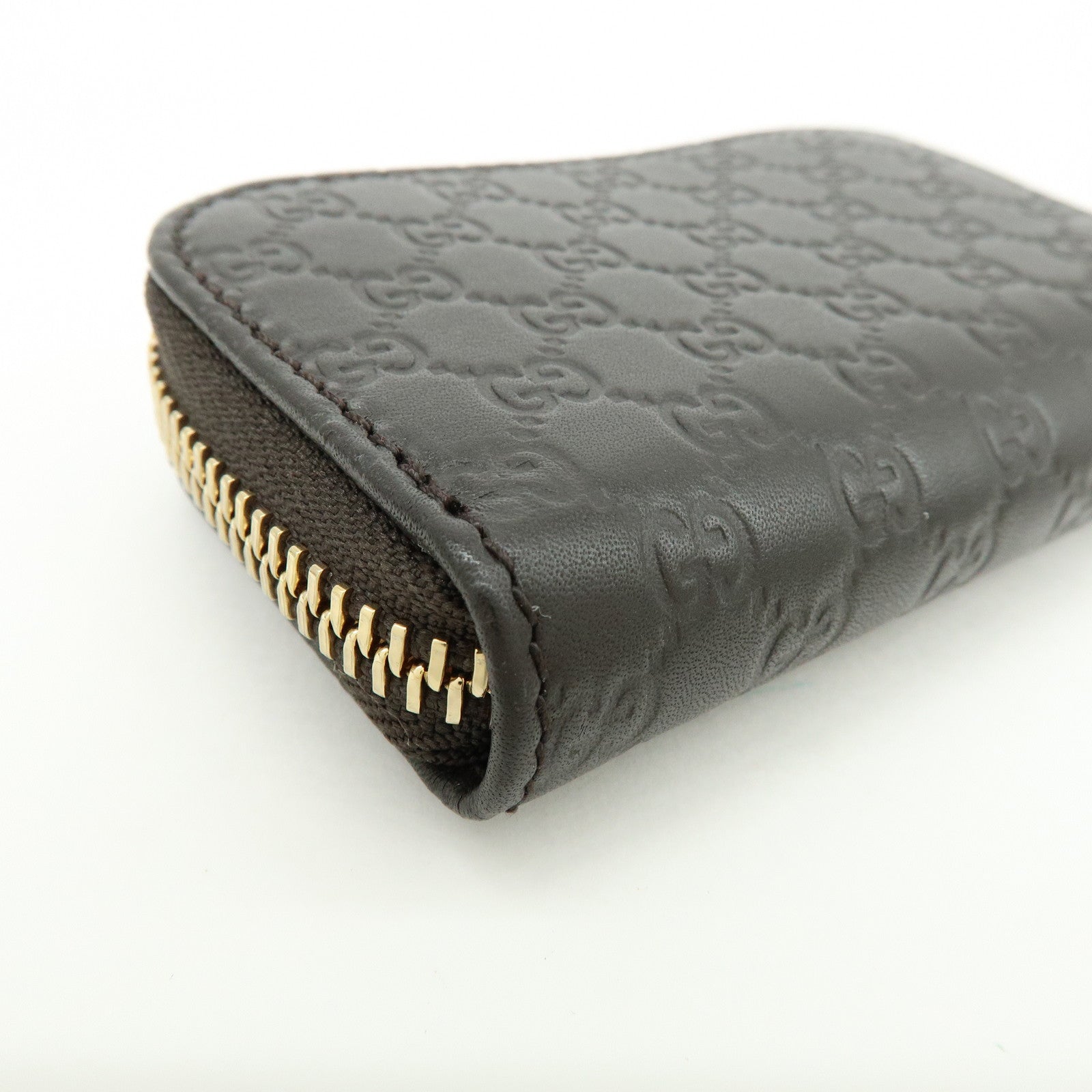 GUCCI Micro Guccissima Leather Coin Case Purse Dark Brown 449896