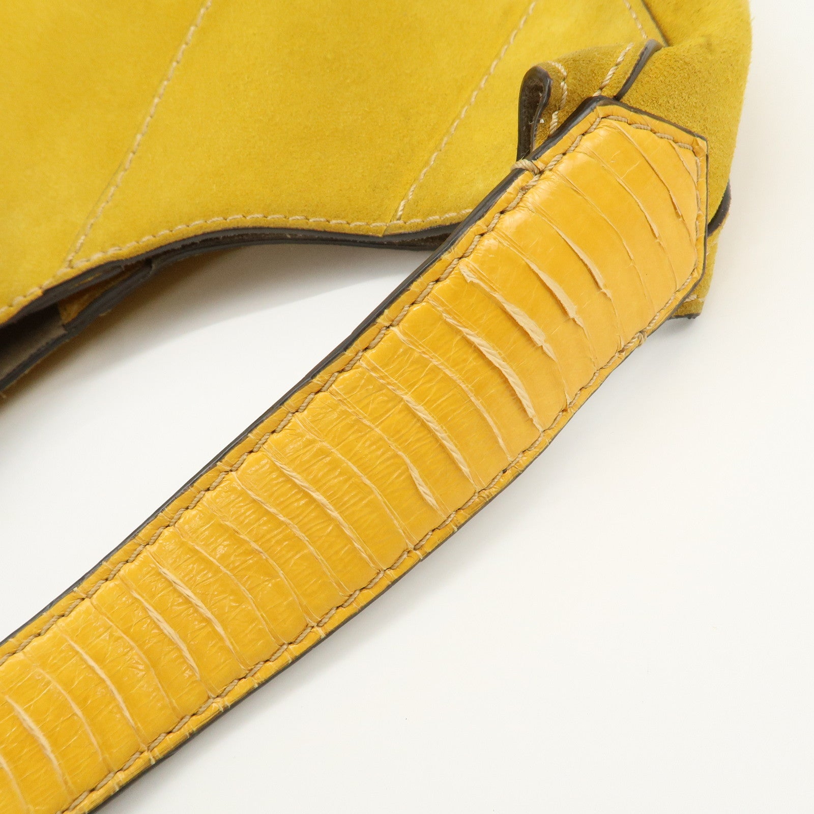JIMMY CHOO Suede Leather Shoulder Bag Hand Bag Yellow