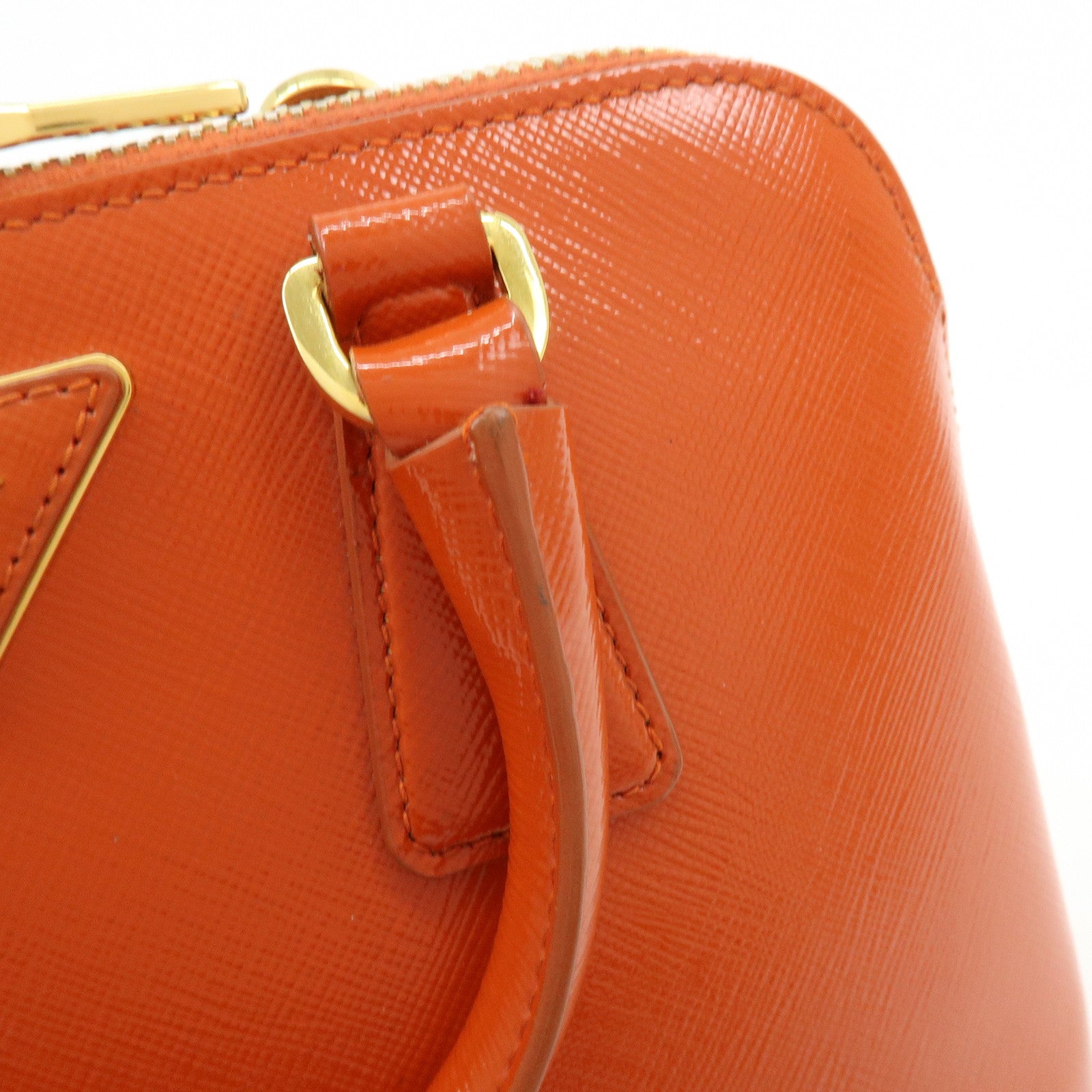 PRADA Triangle Logo Patent Leather 2Way Hand Shoulder Bag BL0838