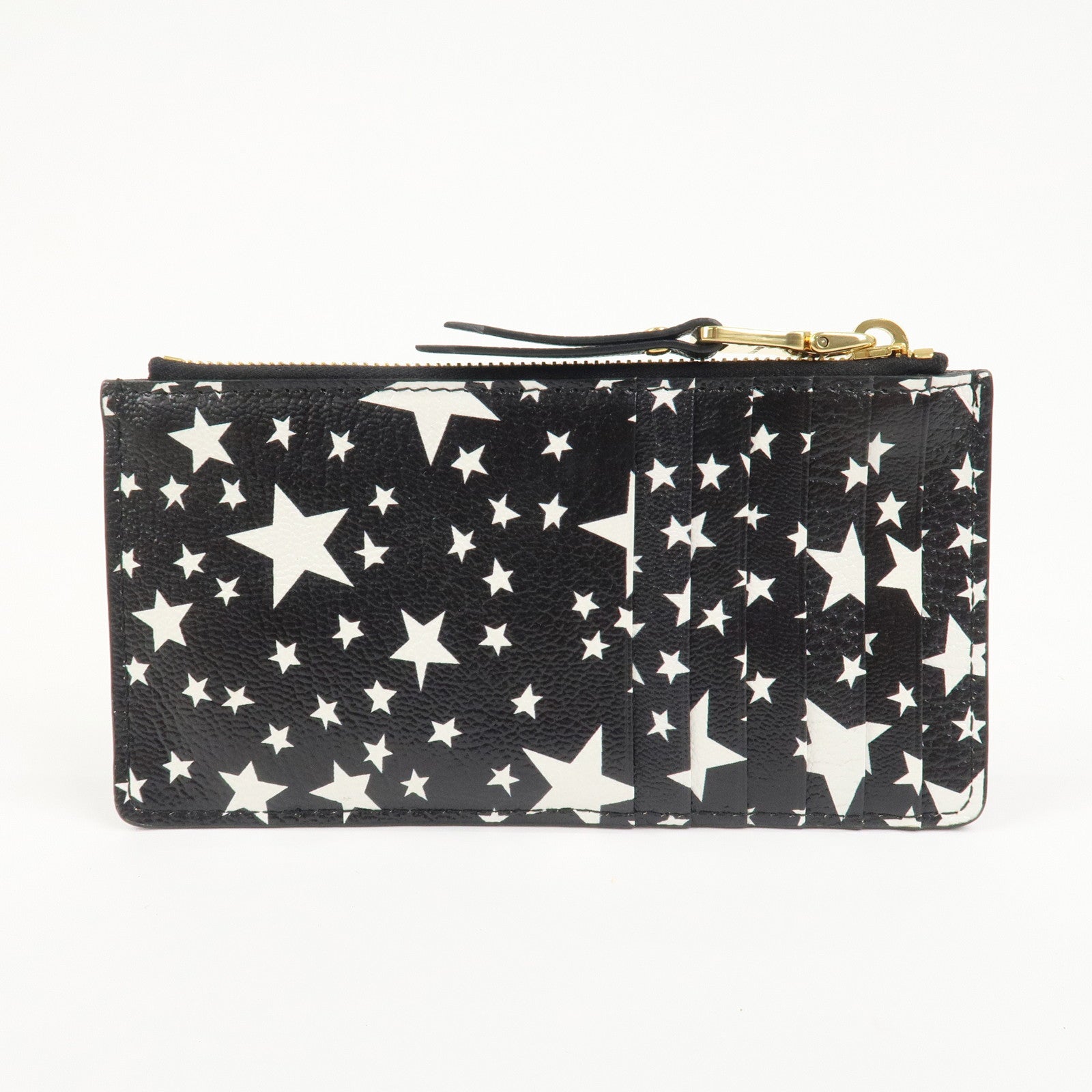 MIU MIU Leather Card Case Star Print Black 5MB006