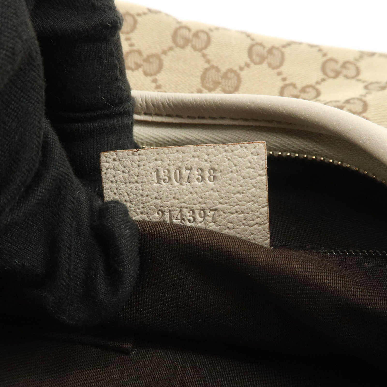 GUCCI Abbey GG Canvas Leather Shoulder Bag Beige Ivory 130738