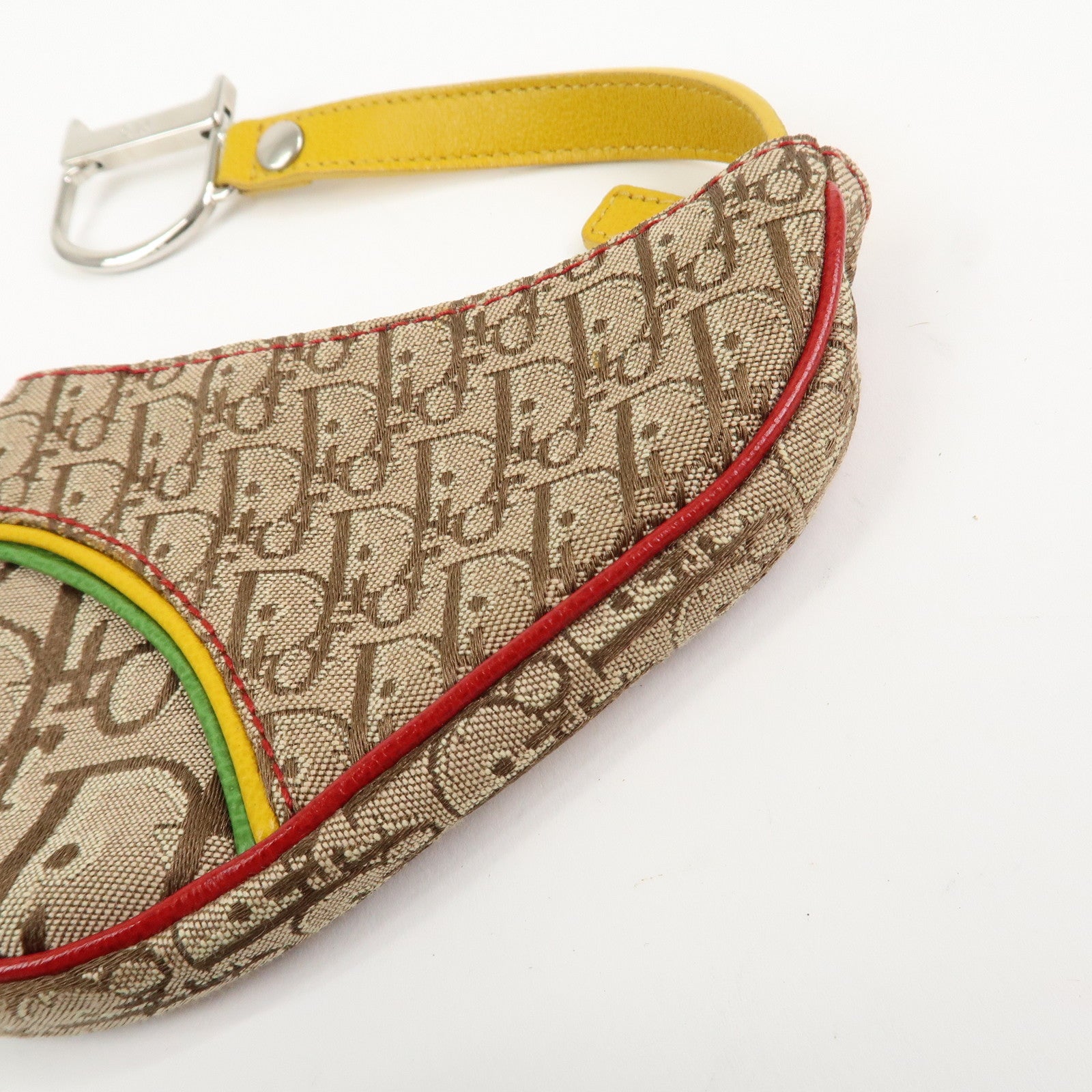 Christian Dior Rasta Trotter Canvas Leather Saddle Coin Case Brown