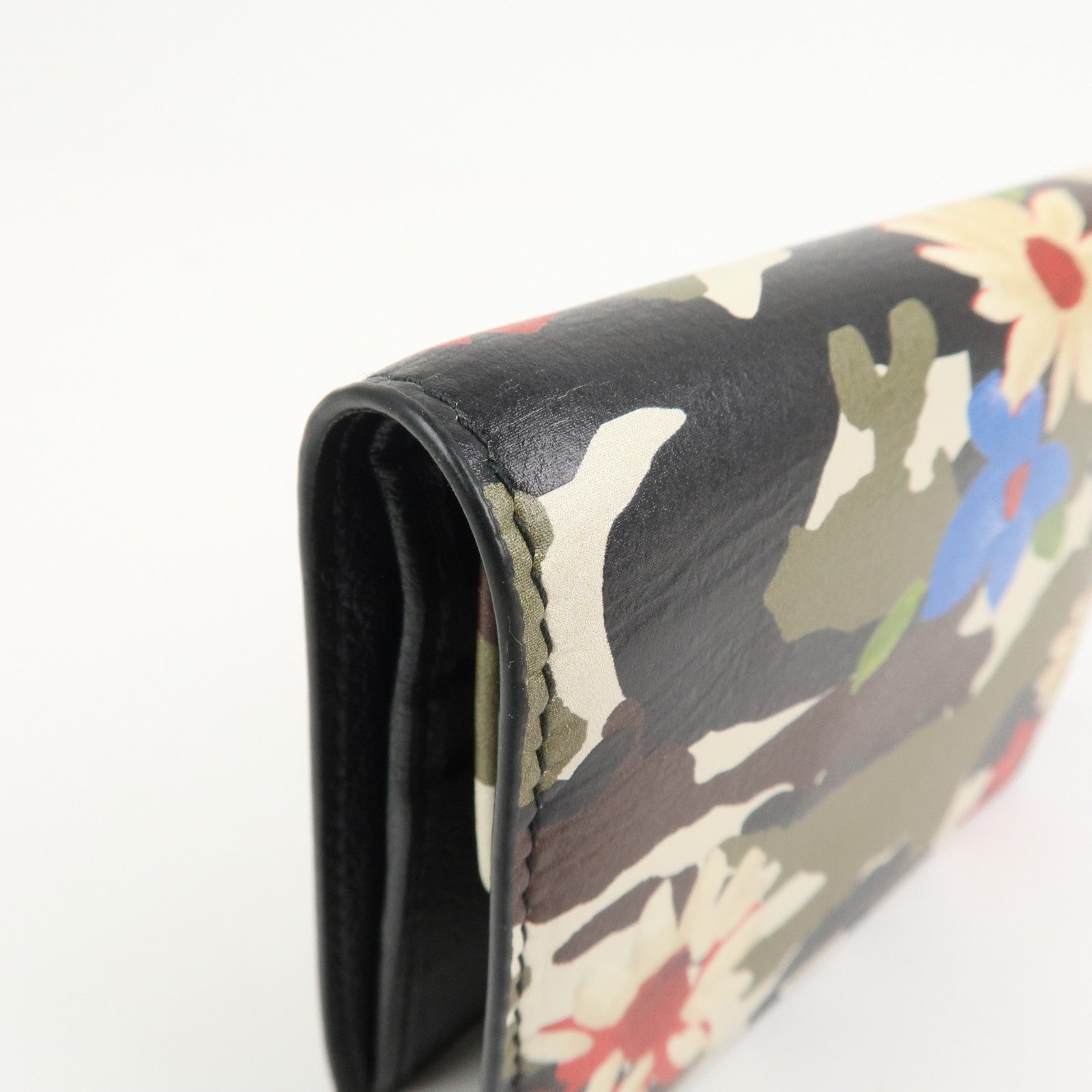 MIU MIU Flower Leather Bi-fold Compact Wallet Multicolor 5MV204