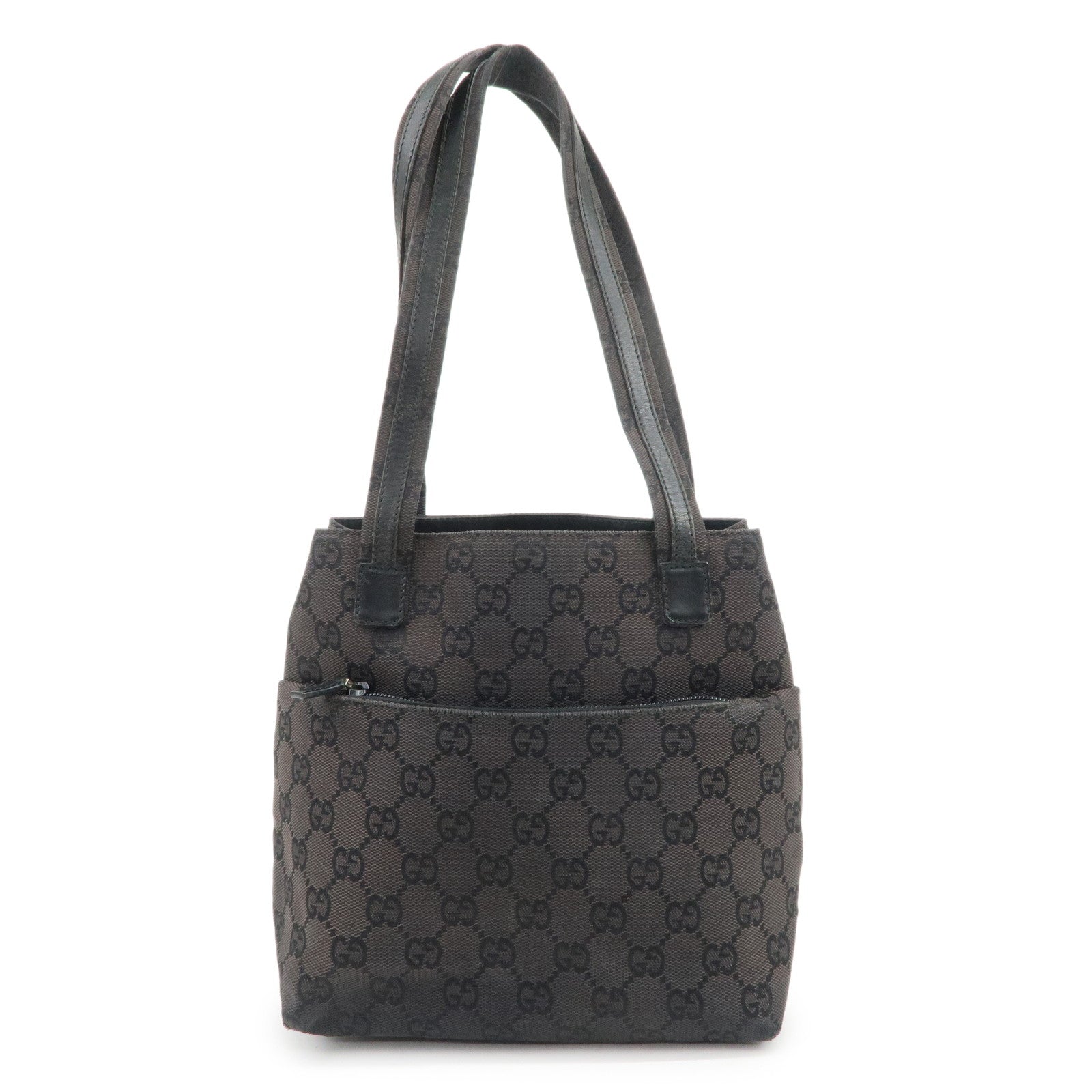 GUCCI GG Canvas Leather Hand Bag Shoulder Bag Dark Brown 002・1075