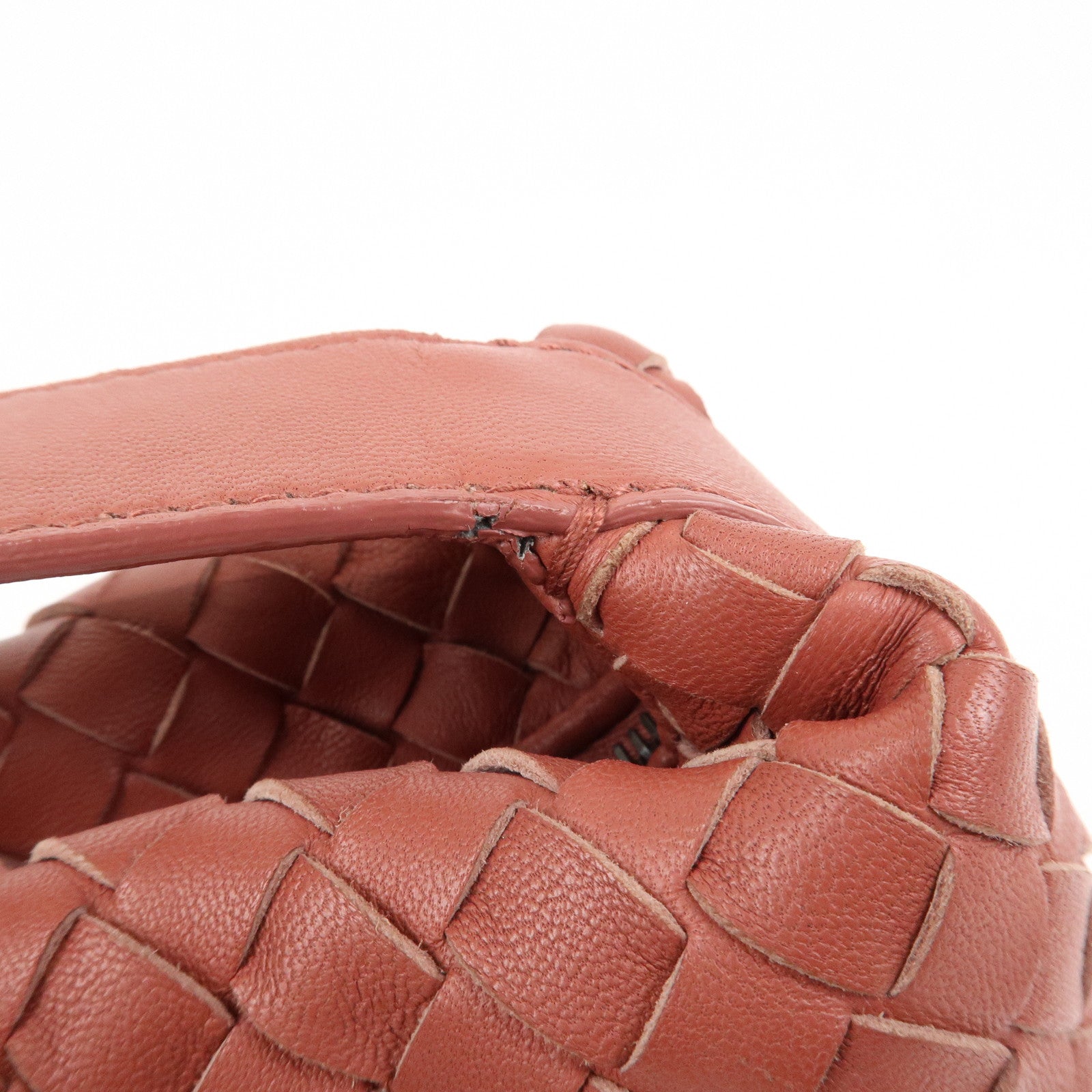 BOTTEGA VENETA Intrecciato Leather Shoulder Bag Hand Bag Red