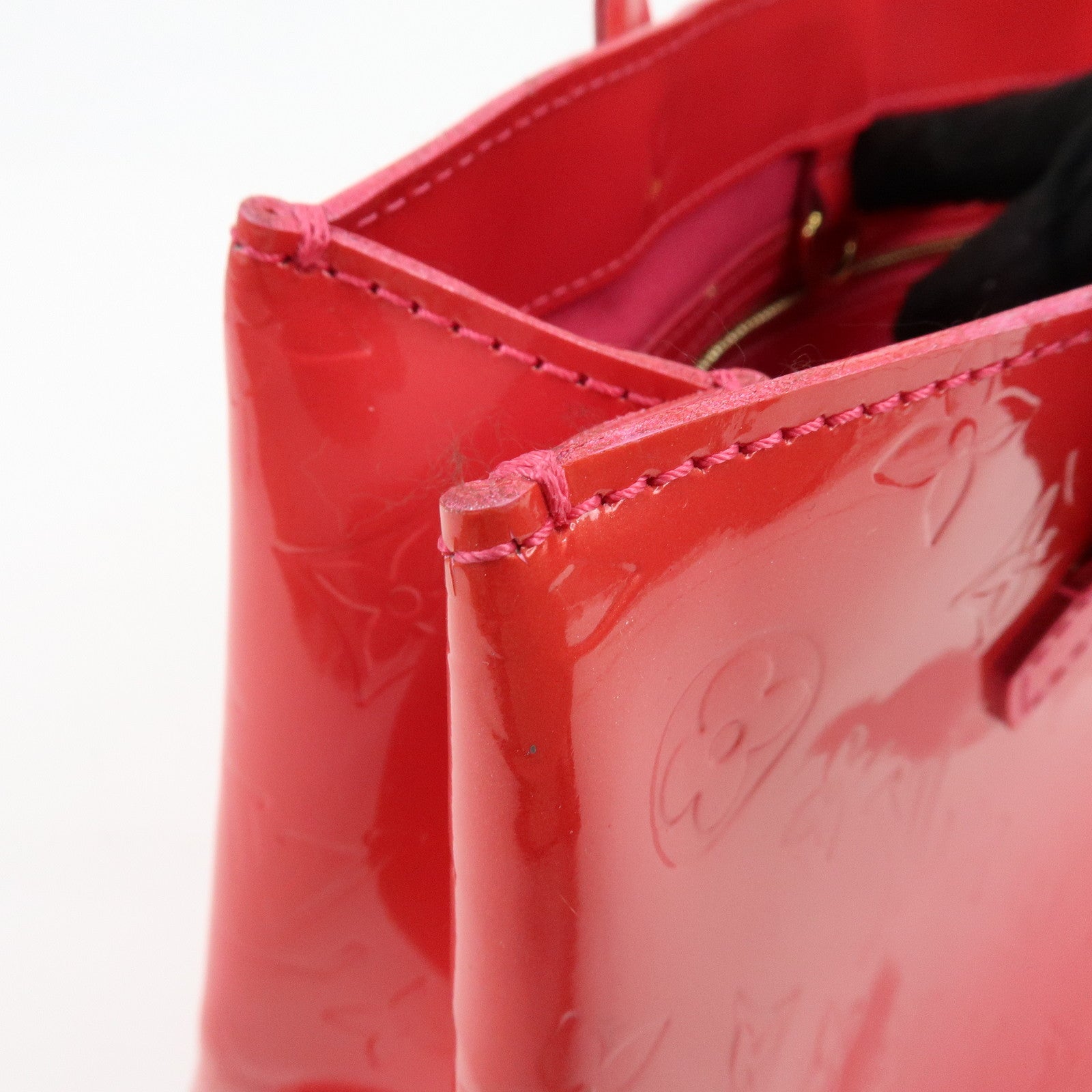 Louis Vuitton Monogram Vernis Wilshire PM Hand Bag Rose Pop M93643