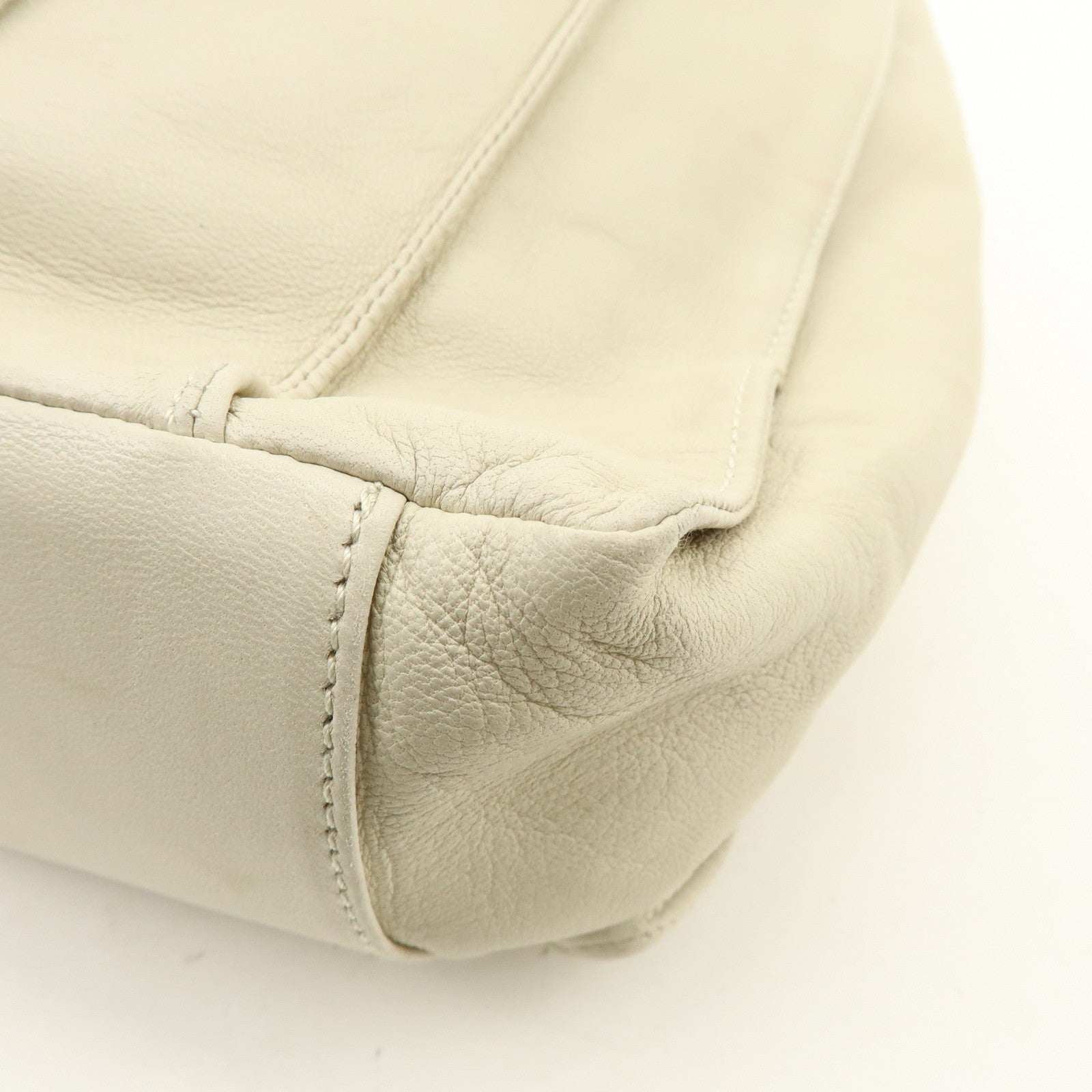 LOEWE Leather Drawstring Shoulder Bag Hand Bag Ivory