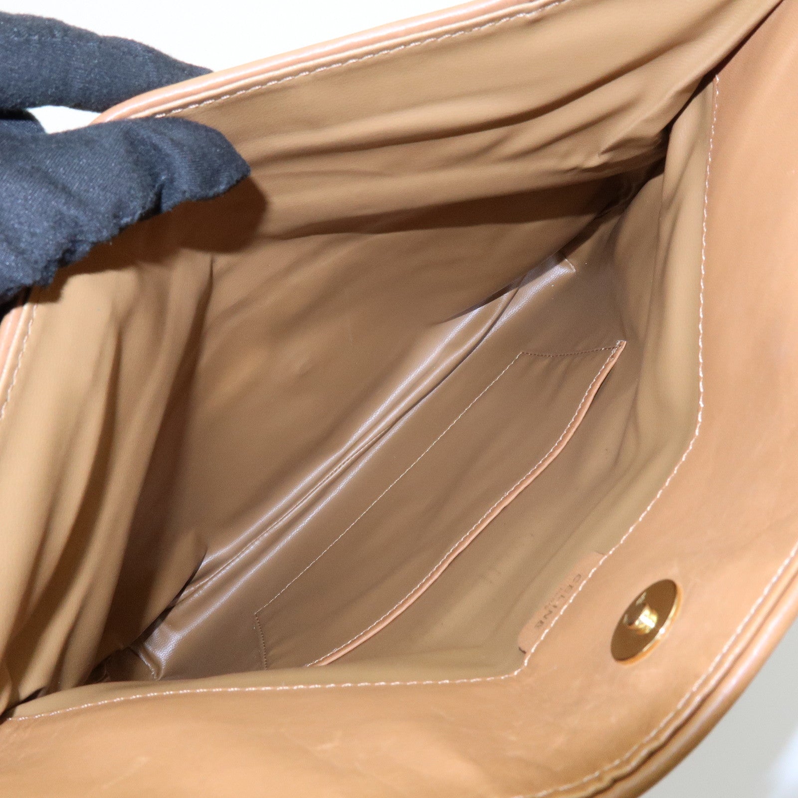 CELINE Macadam PVC Leather Clutch Bag Pouch Brown