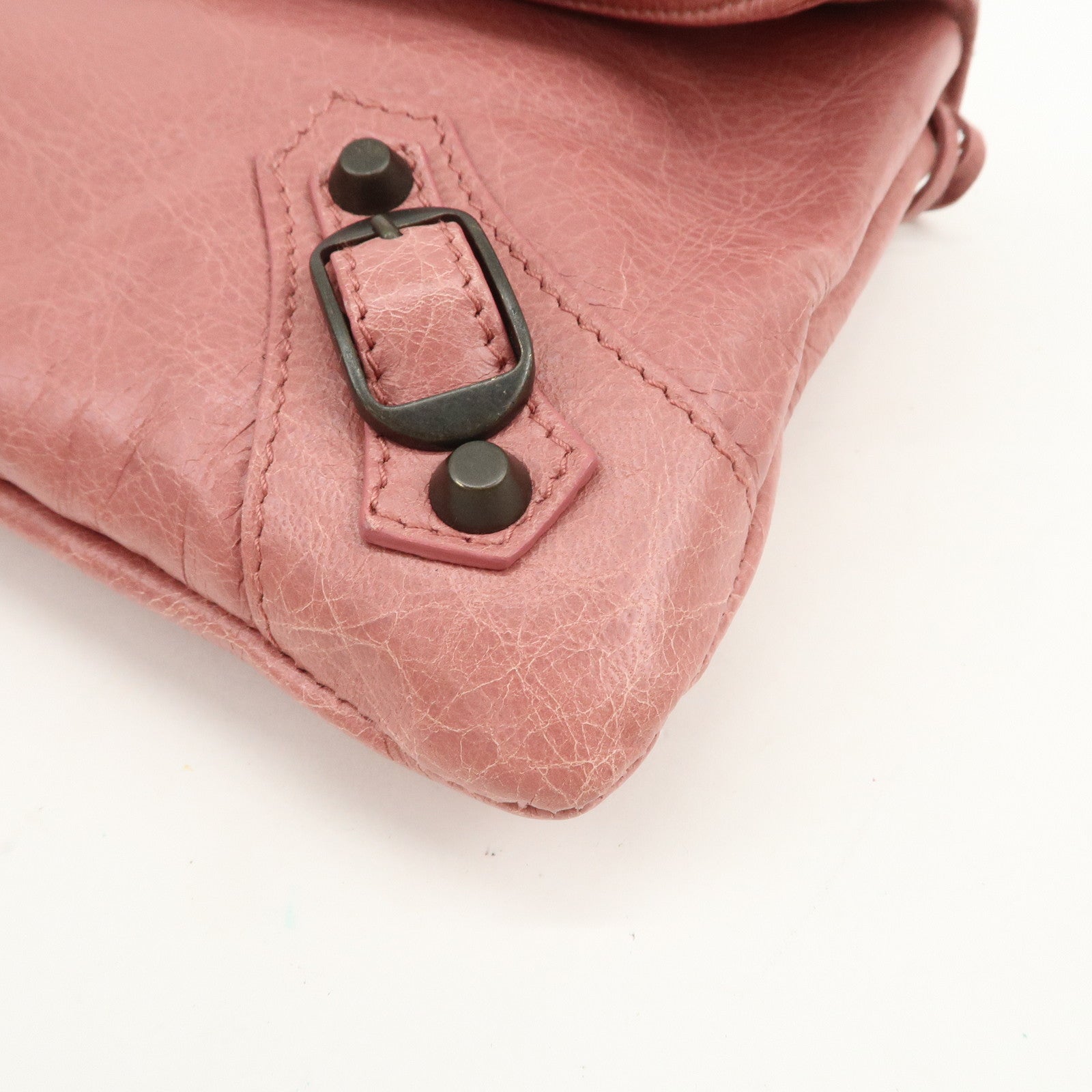 BALENCIAGA Logo Leather Giant Clutch Bag Pink