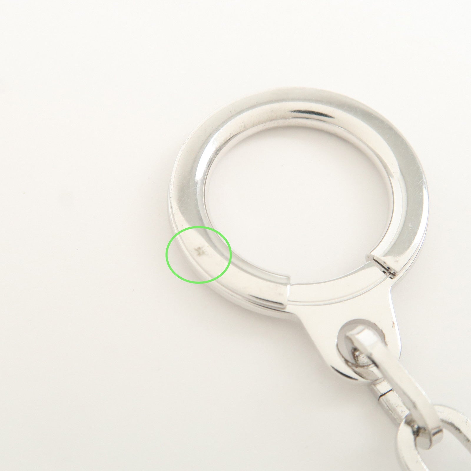 Louis Vuitton Logo Plate Metal Bag Charm Key Chain Silver M65367