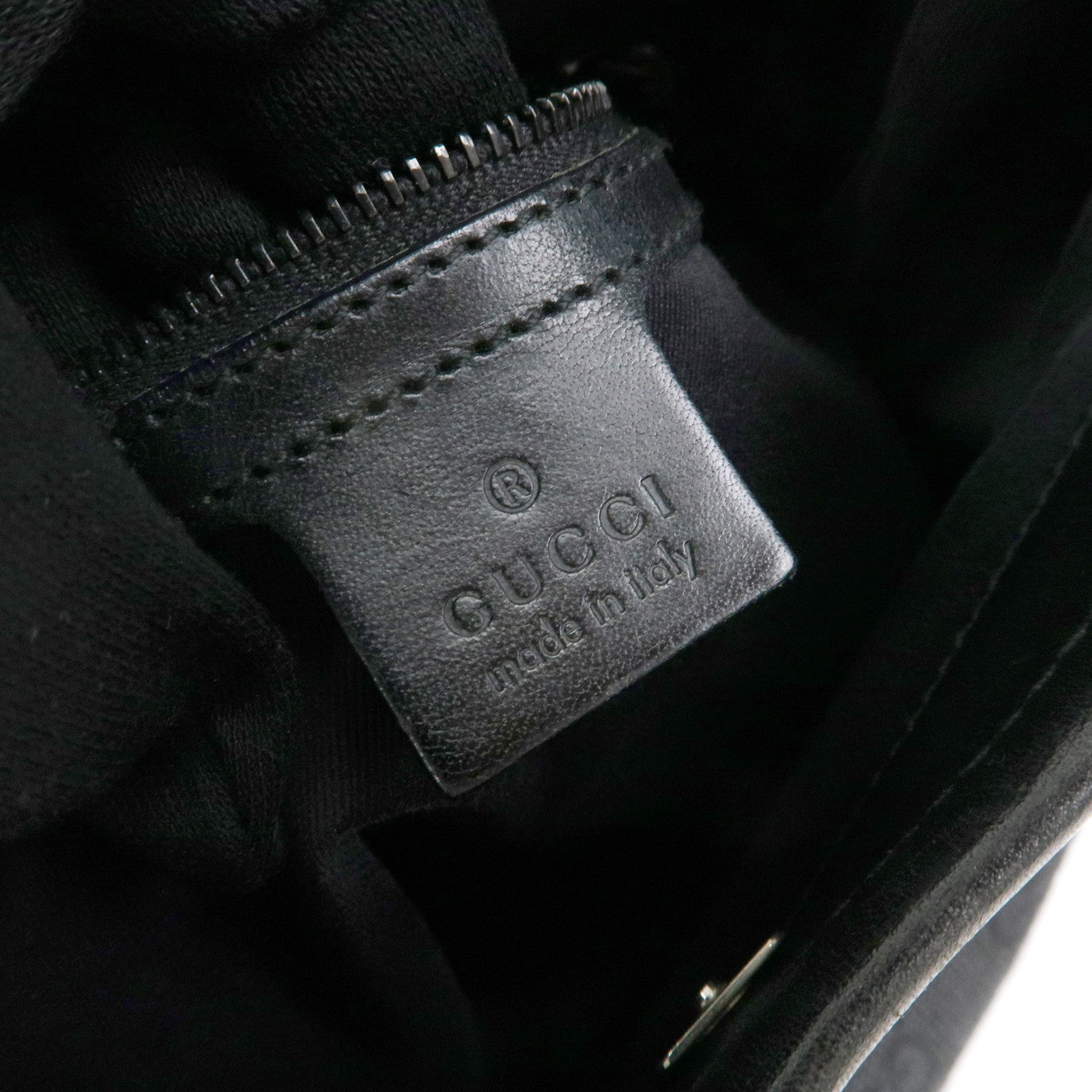 GUCCI GG Canvas Leather Shoulder Bag Hand Bag Black 107752