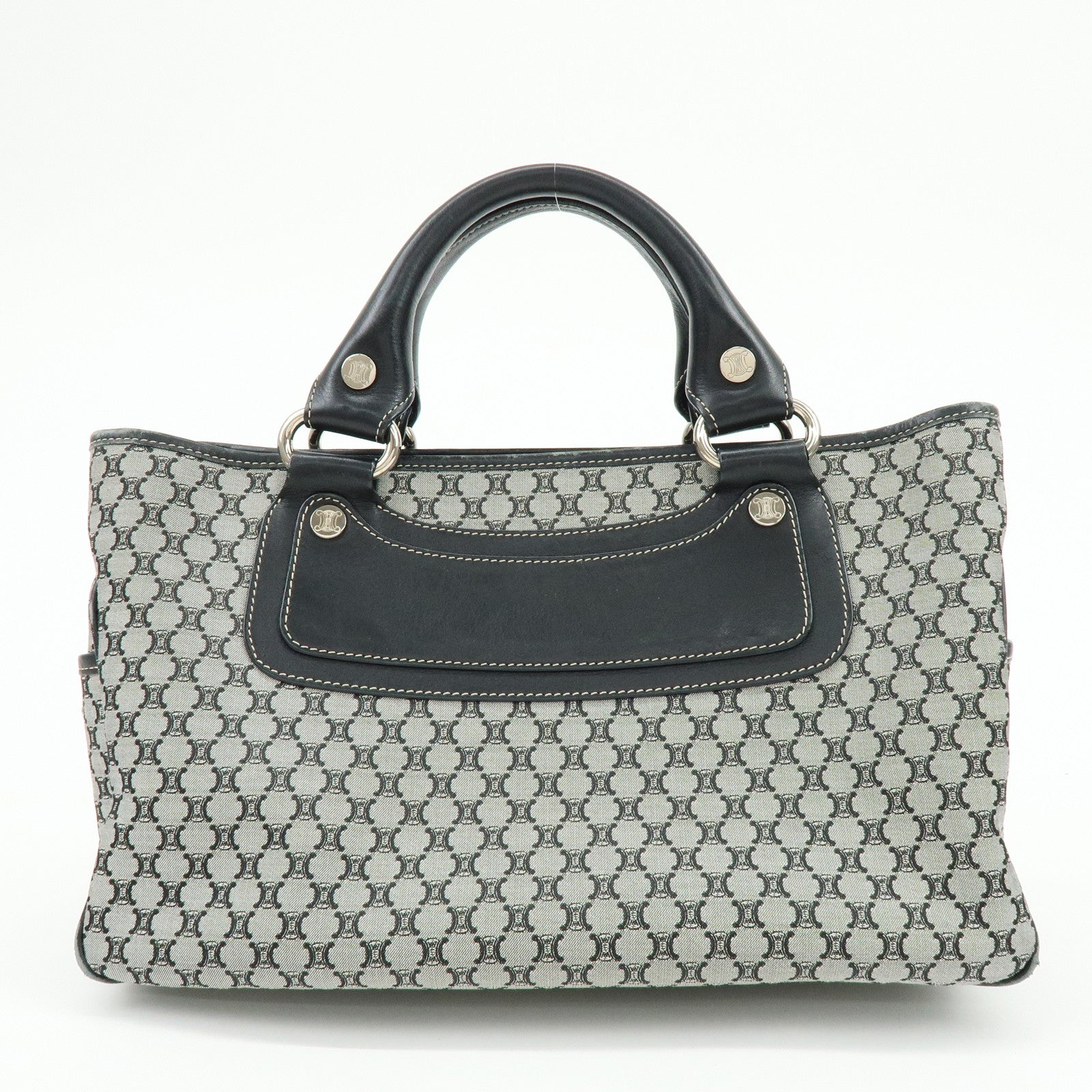 CELINE Macadam Canvas Leather Boogie Bag Hand Bag Navy