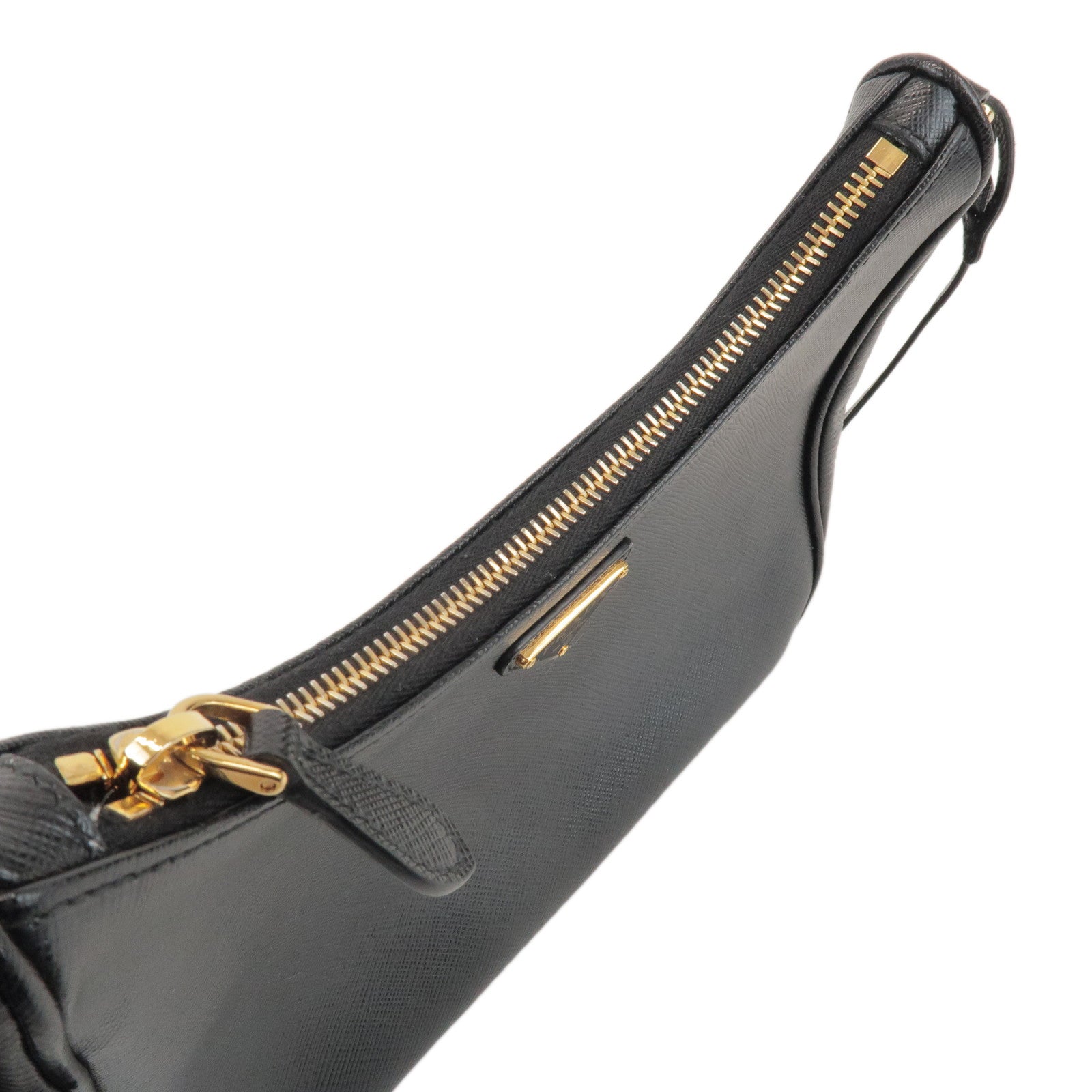 PRADA Triangle Logo Saffiano Leather 2Way Shoulder Bag Black 1BH204