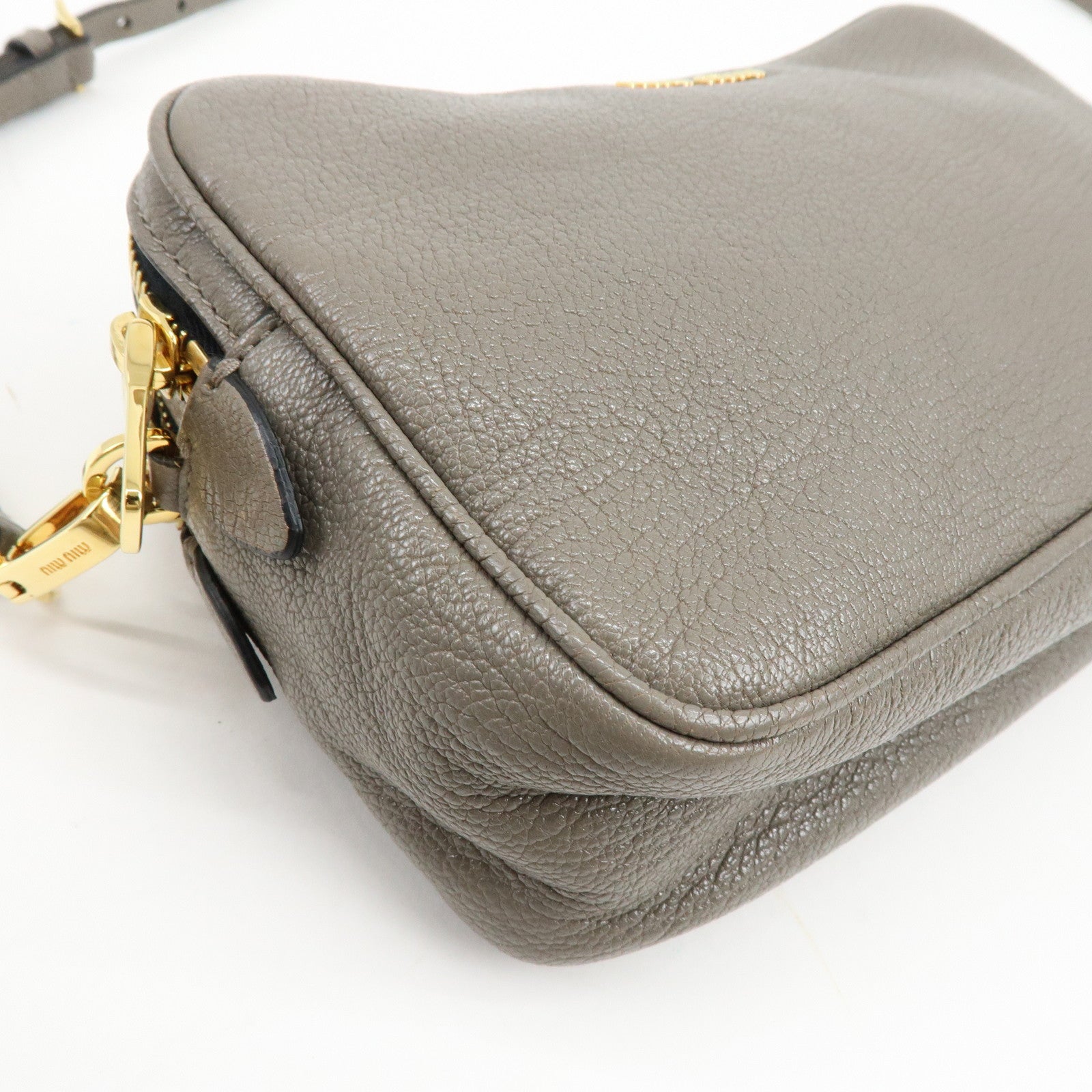 MIU MIU Madras Leather Shoulder Bag Crossbody Bag Gray