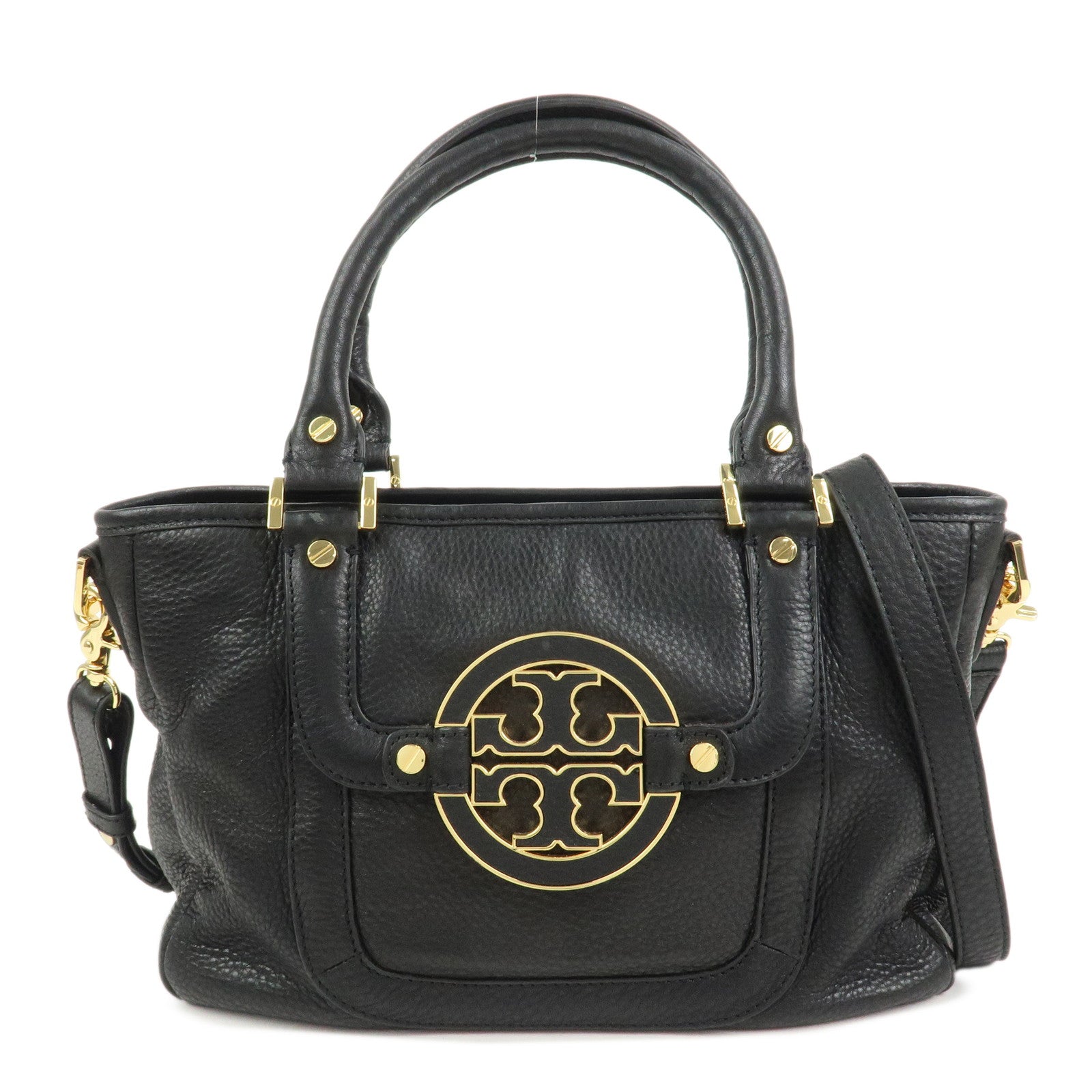 TORY BURCH Logo Leather 2way Hand Bag Black