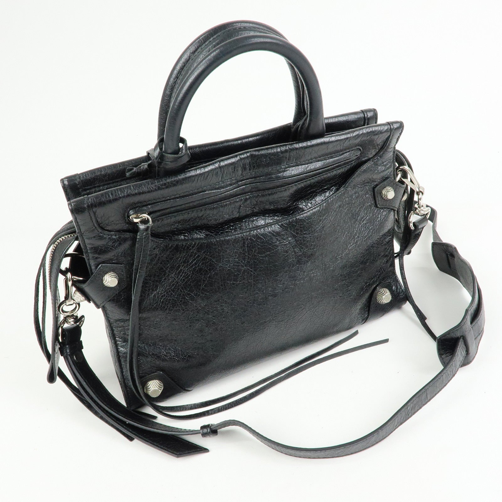BALENCIAGA Padlock All Afternoon Mute City 2Way Bag Black 443698