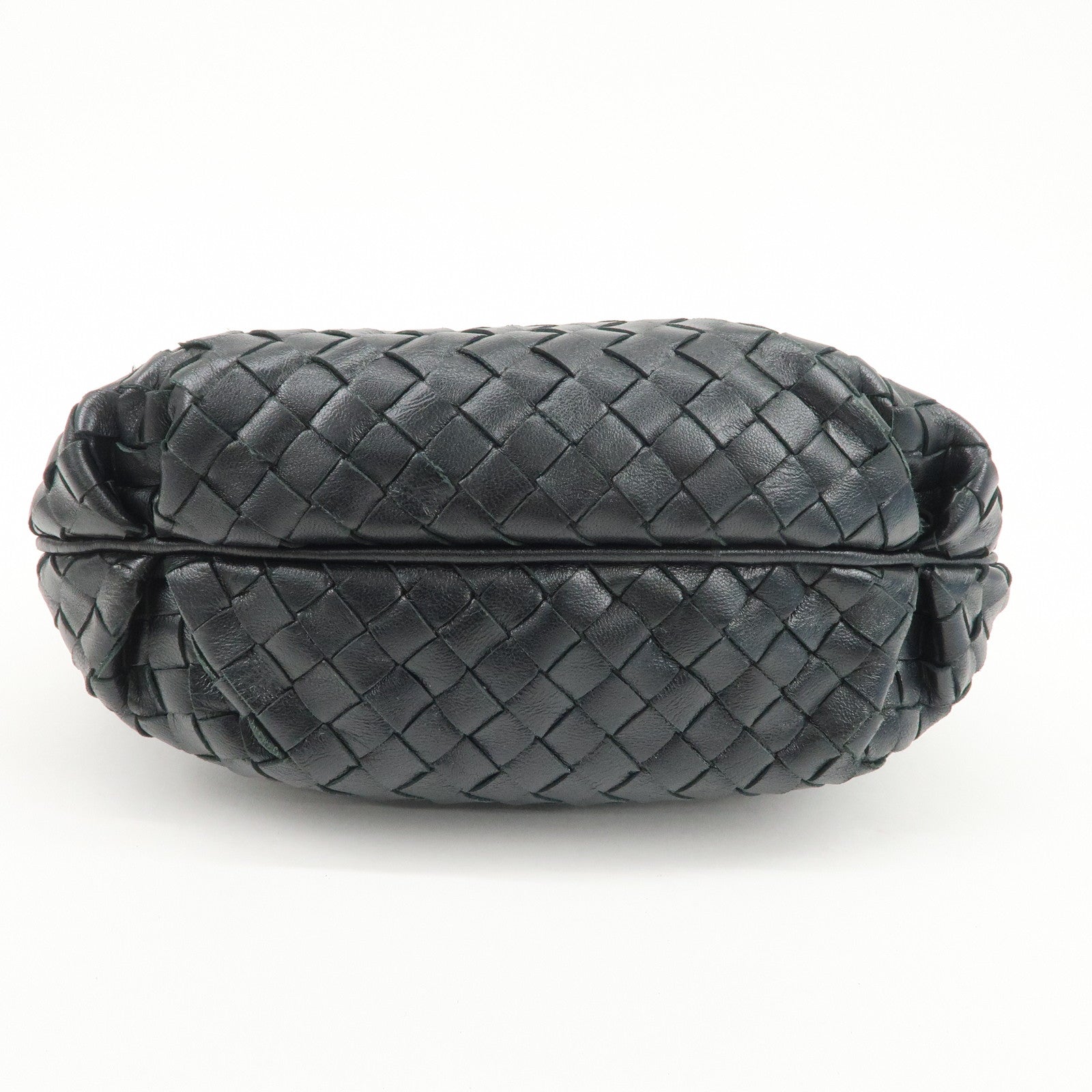 BOTTEGA VENETA Intrecciato Leather Shoulder Bag Black 217981 Used