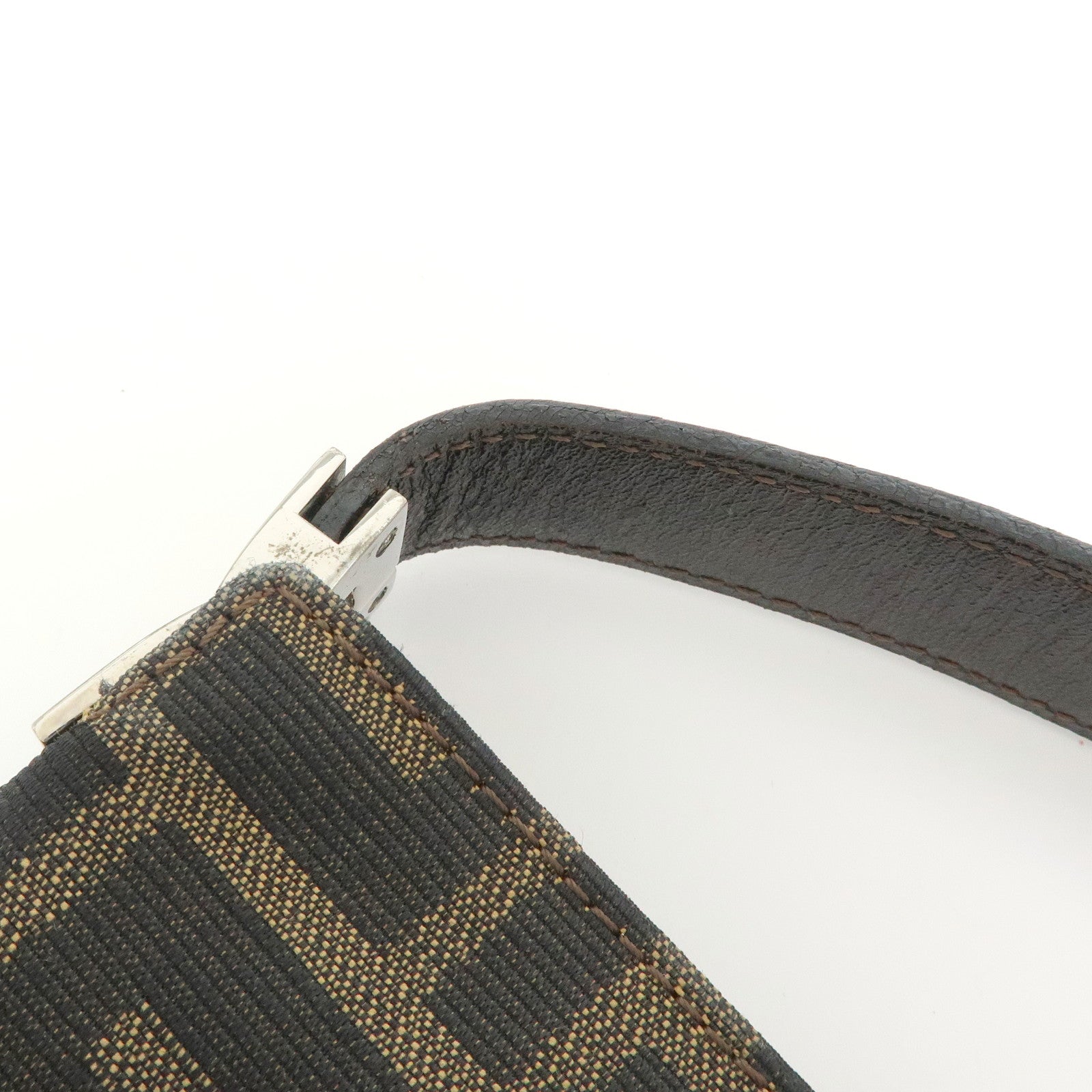 FENDI Zucca Canvas Leather Shoulder Bag Brown