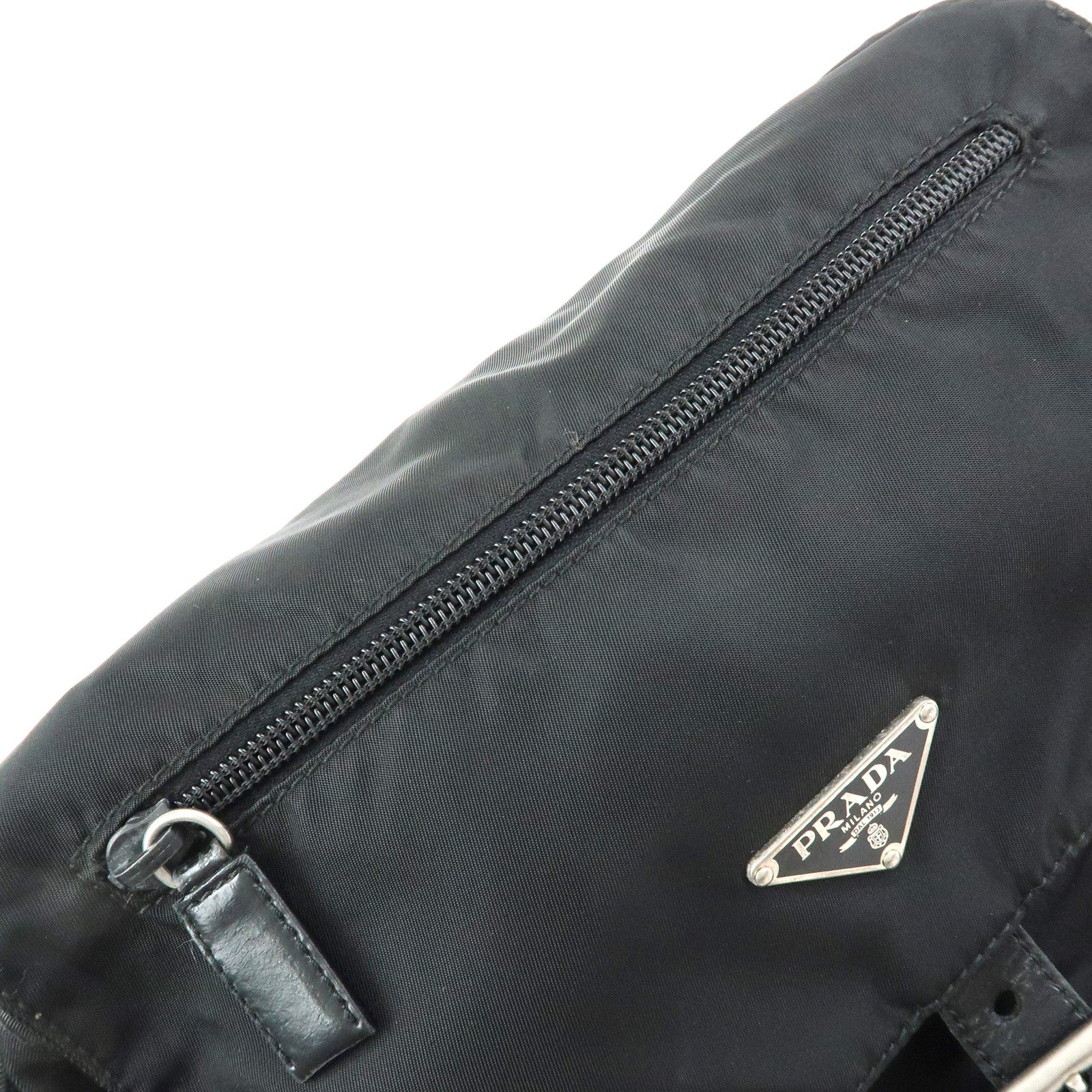PRADA Triangle Logo Nylon Shoulder Bag Crossbody Bag Black BT8994