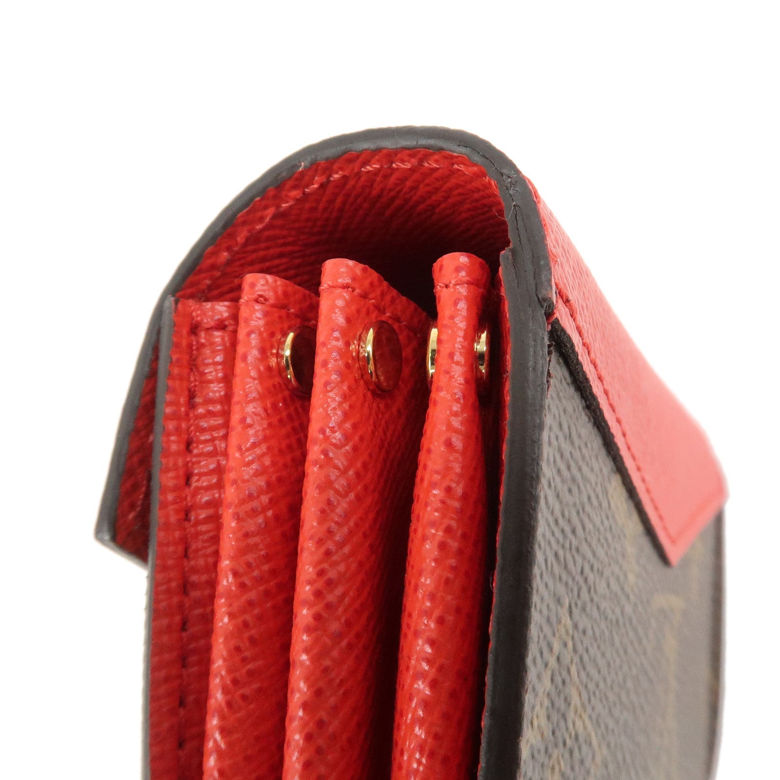 Louis Vuitton Monogram Multicartes Sarah Card Case Brown Red M61274