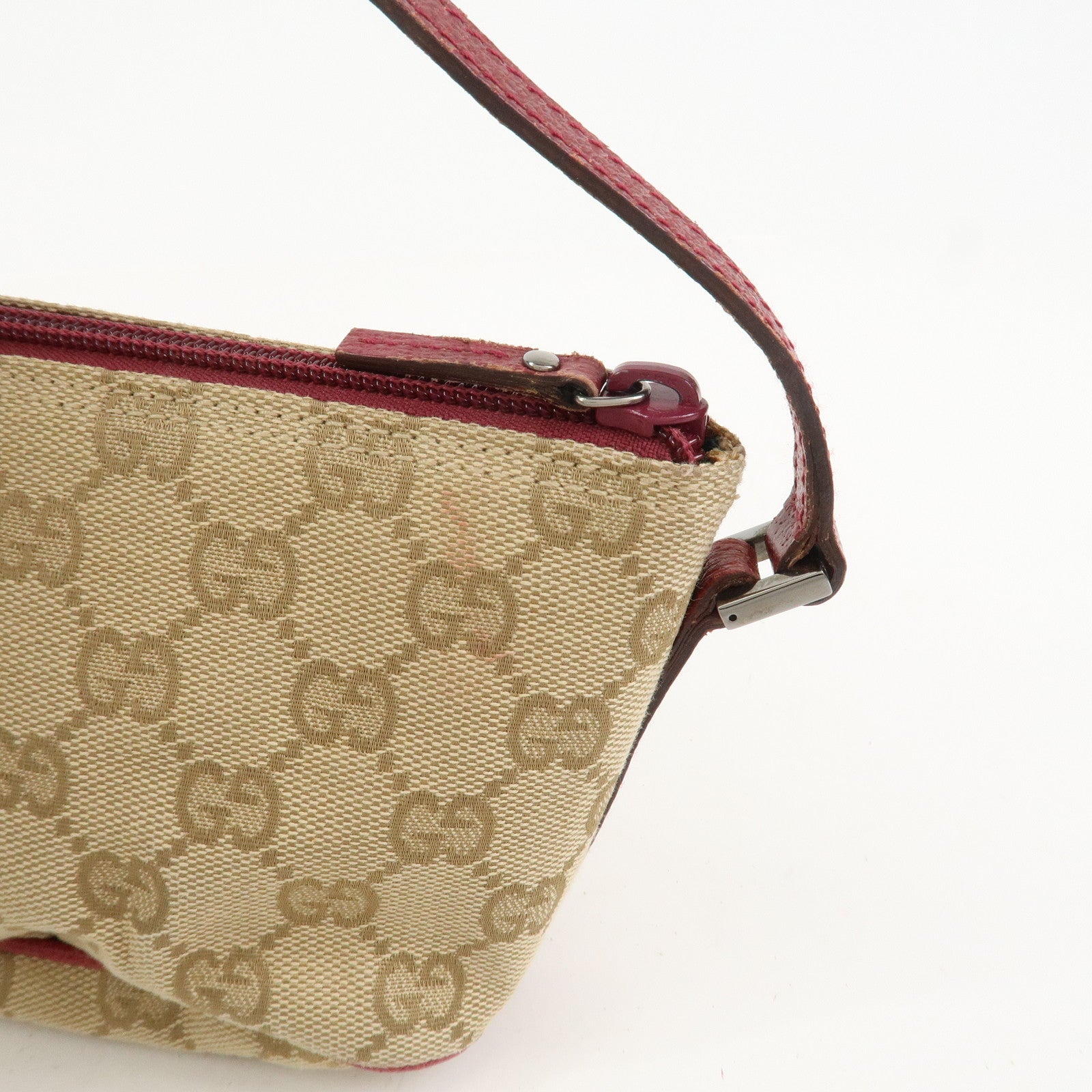 GUCCI Boat Bag GG Canvas Leather Shoulder Bag Beige Pink 07198