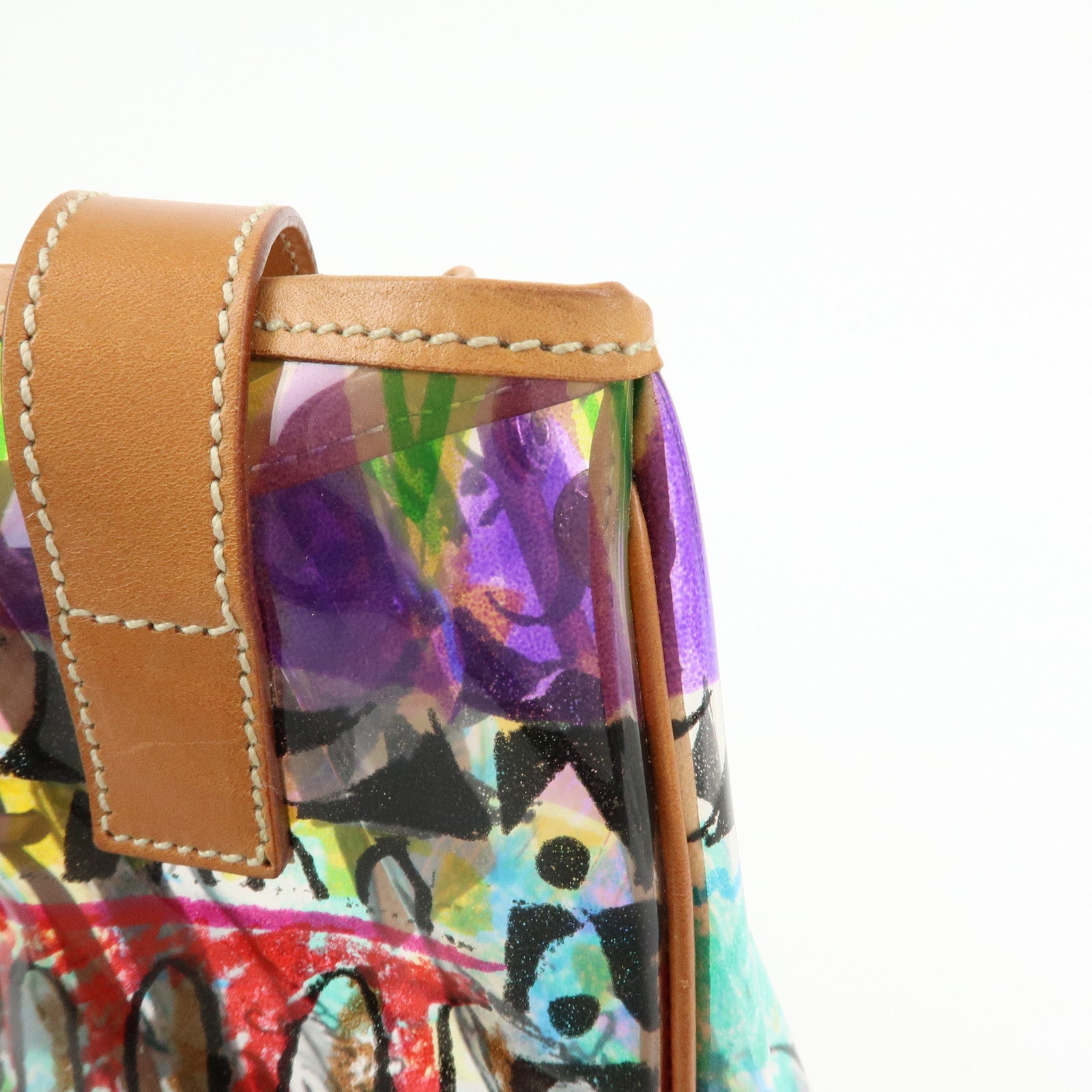 PRADA Venetian Print PVC Leather Tote Bag Clear Multicolor BR2515