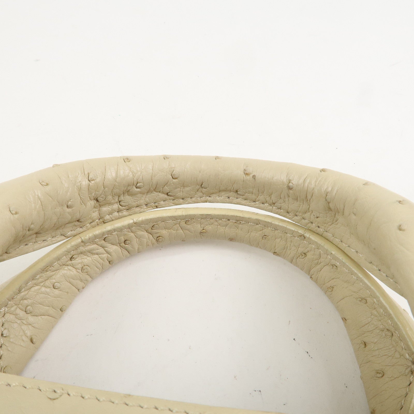 CELINE Ostrich Leather Boogie Bag Hand Bag Tote Bag  Ivory