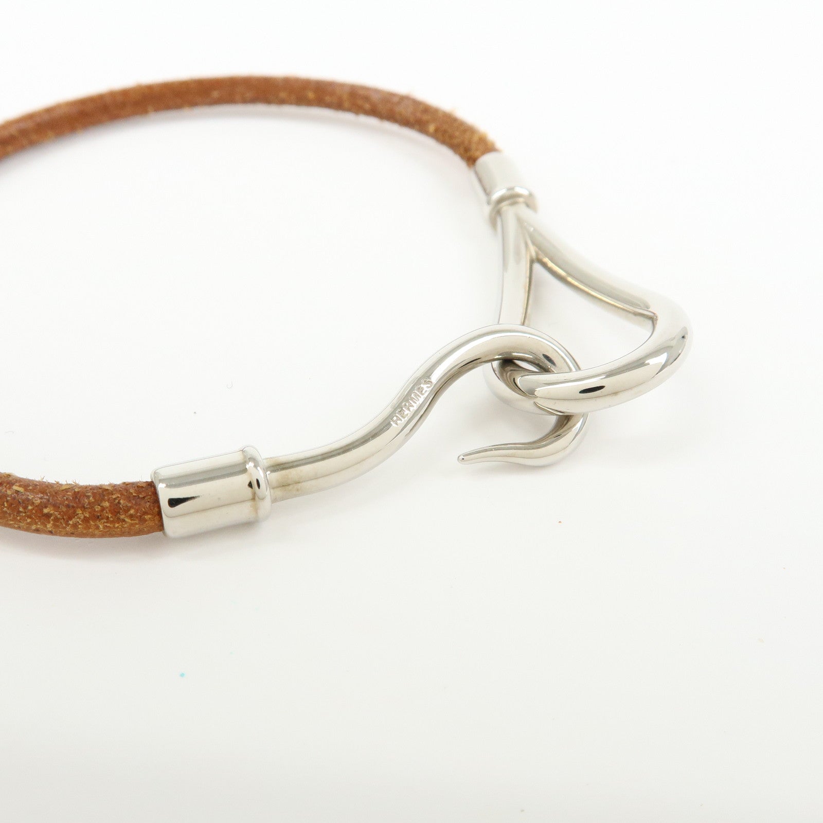 HERMES Jumbo Choker Leather Bracelet Brown