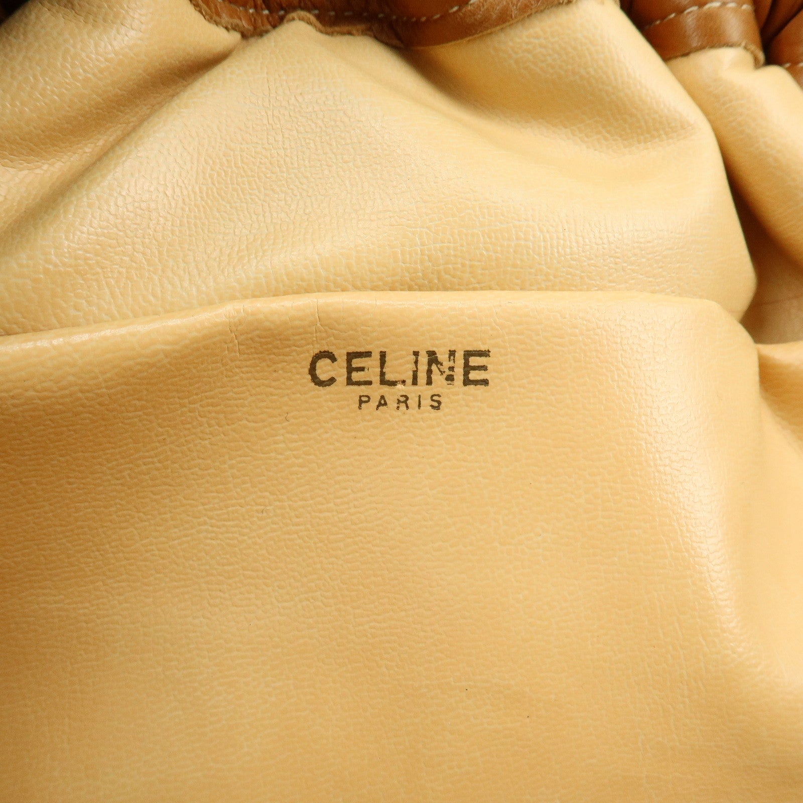 CELINE Leather 2Way Shoulder Bag Clutch Bag Brown