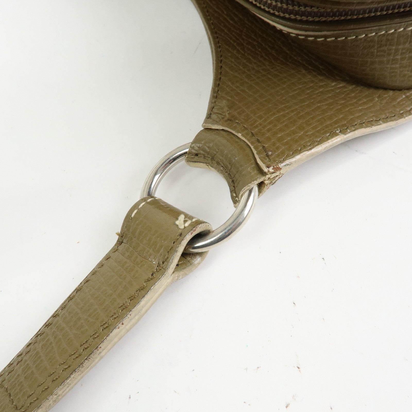 LOEWE Logo Leather Shoulder Bag Hand Bag Khaki