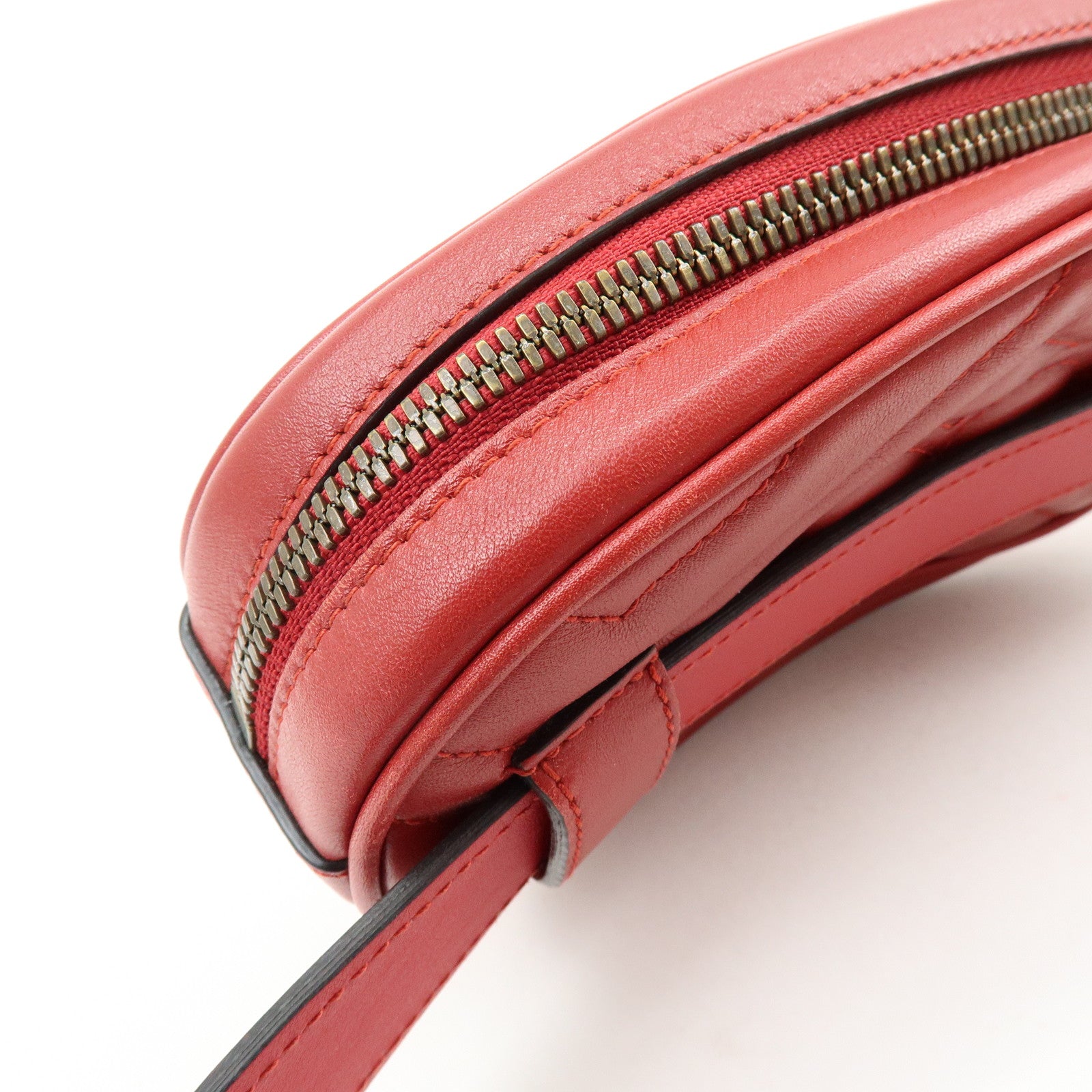GUCCI GG Marmont Leather Waist Pouch Body Bag Red 476434