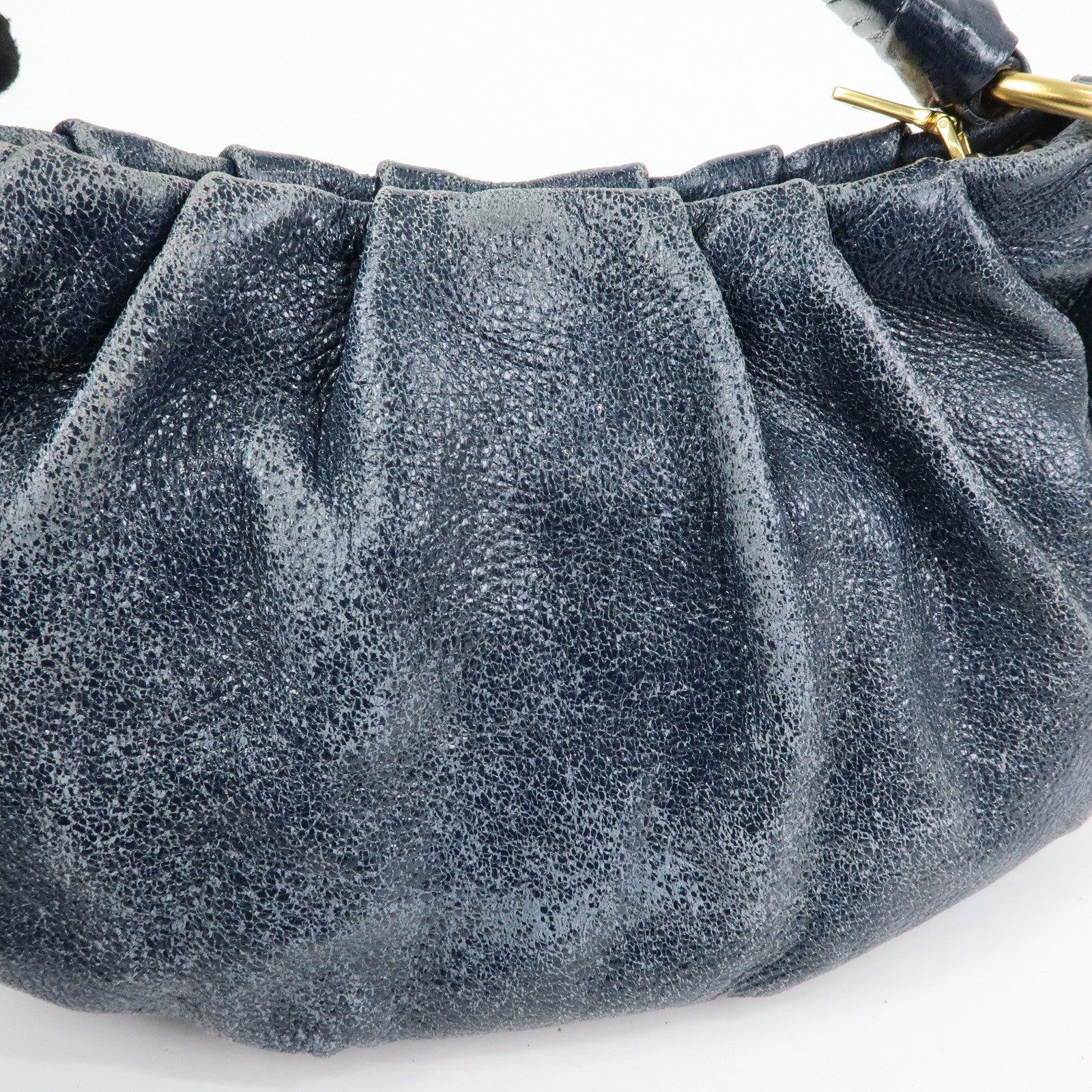 PRADA Leather Hand Bag Shoulder Bag Navy Blue 5782586