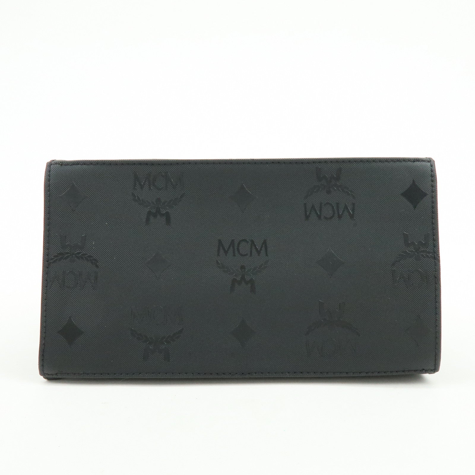 MCM Visetos PVC Leather 2Way Bag Hand Bag Shoulder Bag Black