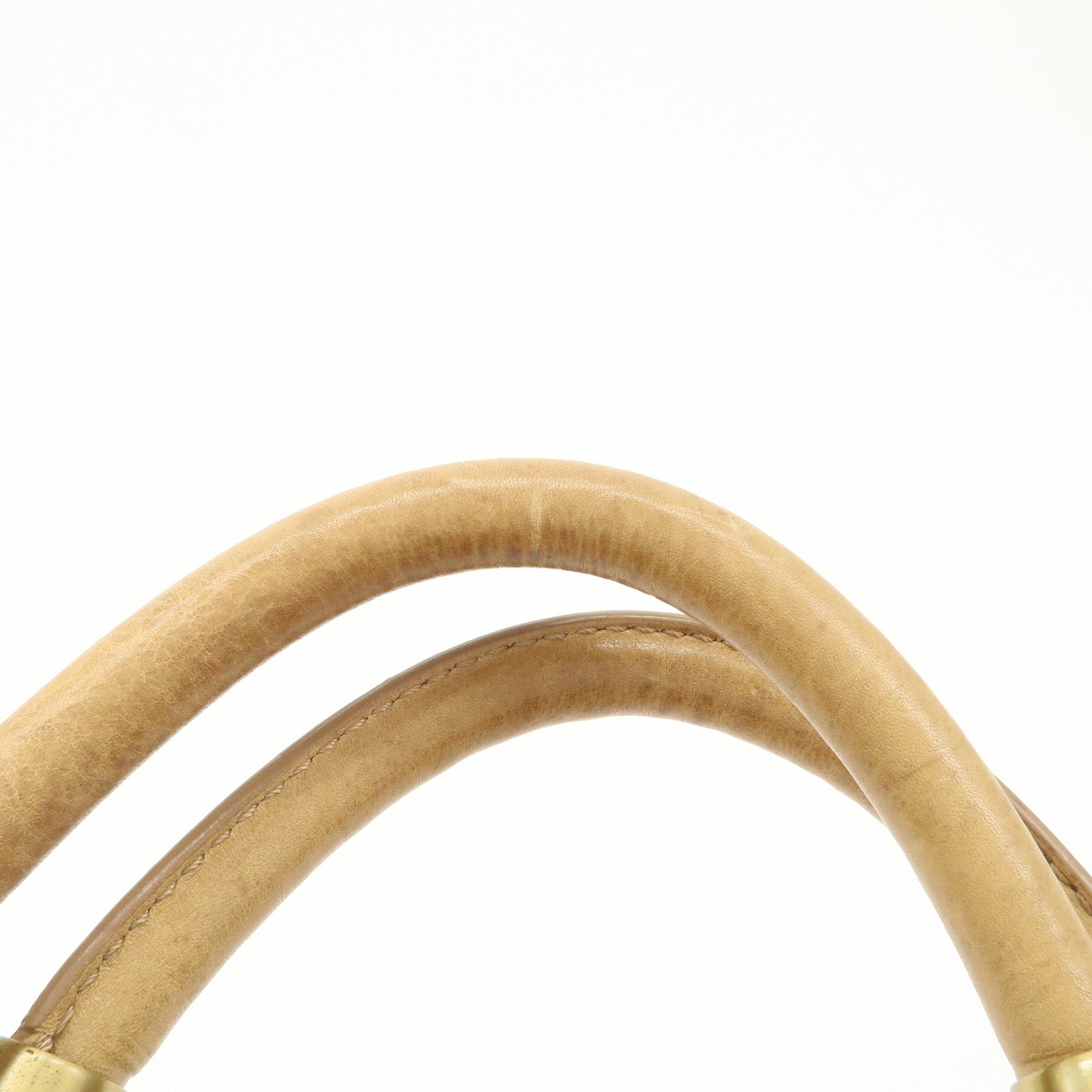 JIMMY CHOO Leather Shoulder Bag Hand Bag Beige Gold Hardware