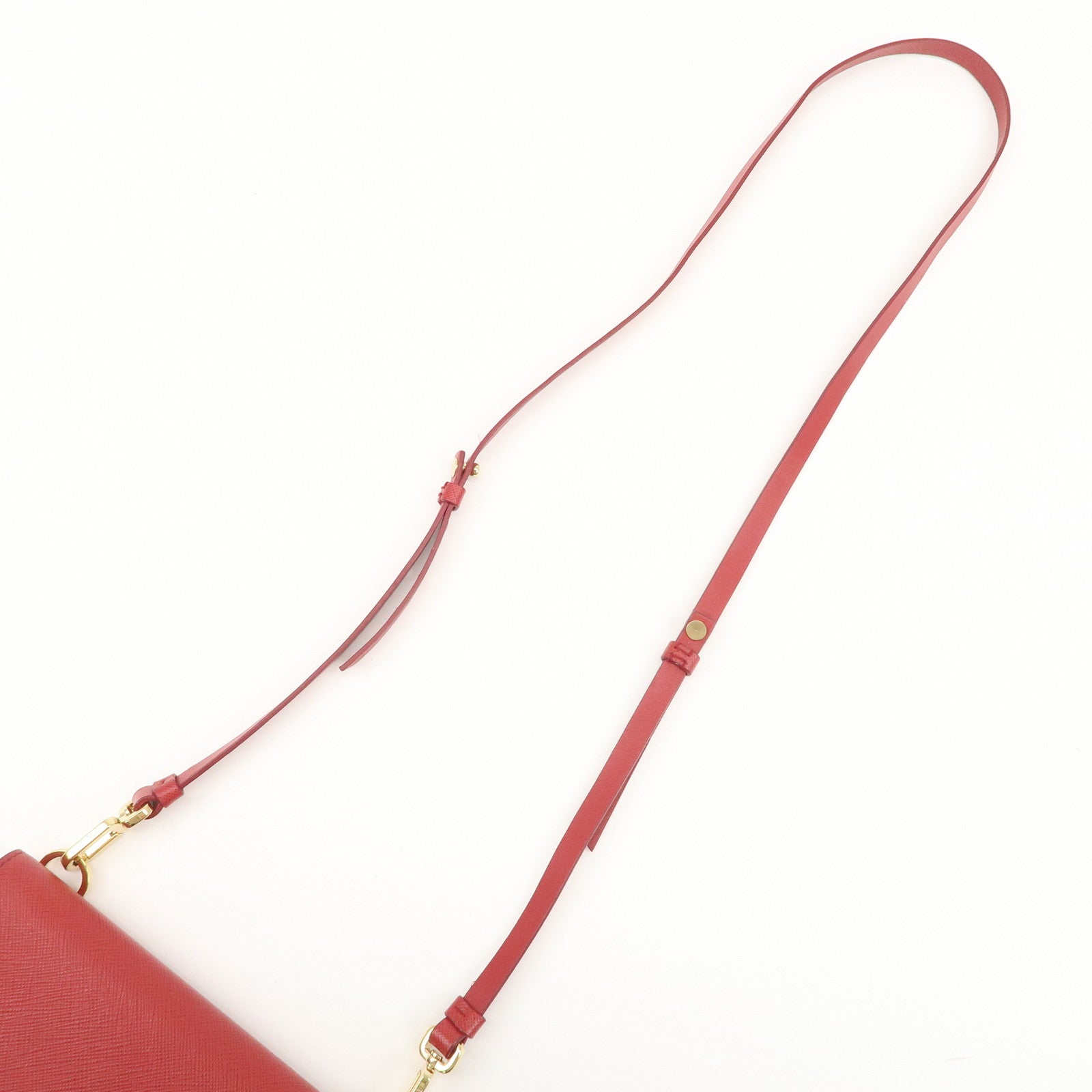 PRADA Heart Lock Leather Shoulder Bag Crossbody Bag Red Used