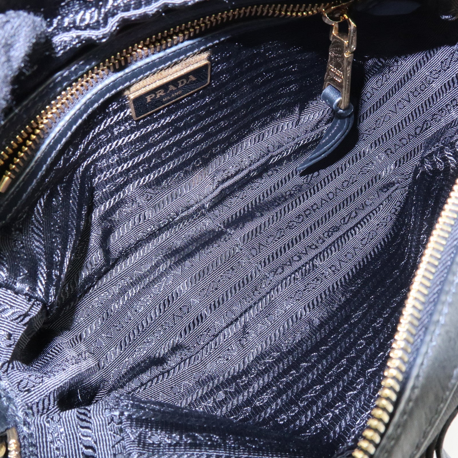 PRADA Triangle Logo Jacquard Leather Shoulder Bag Black 1BH089