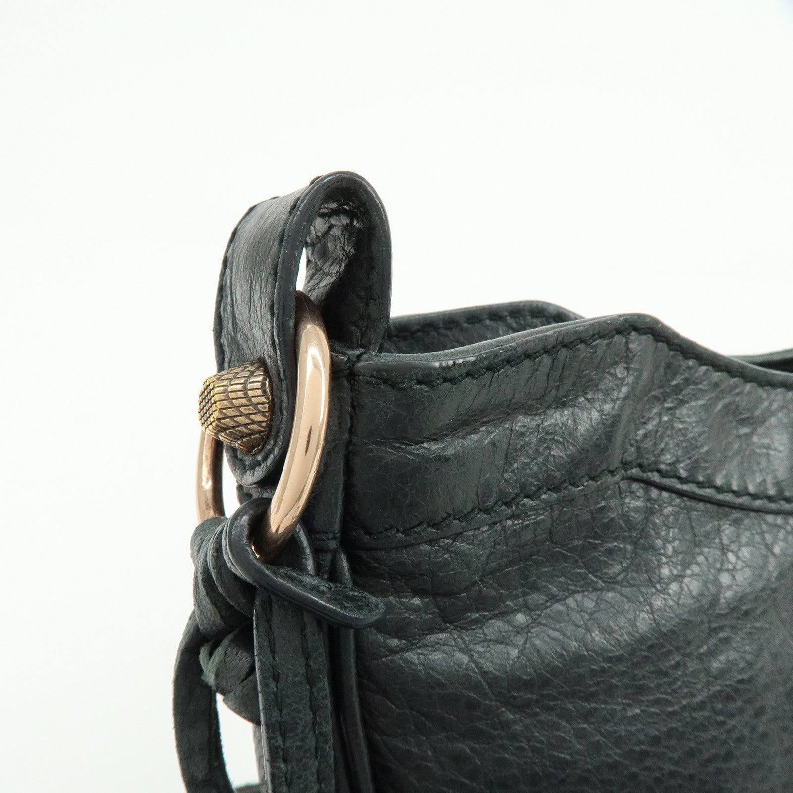 BALENCIAGA The Giant Hip Leather Shoulder Bag Black 237203